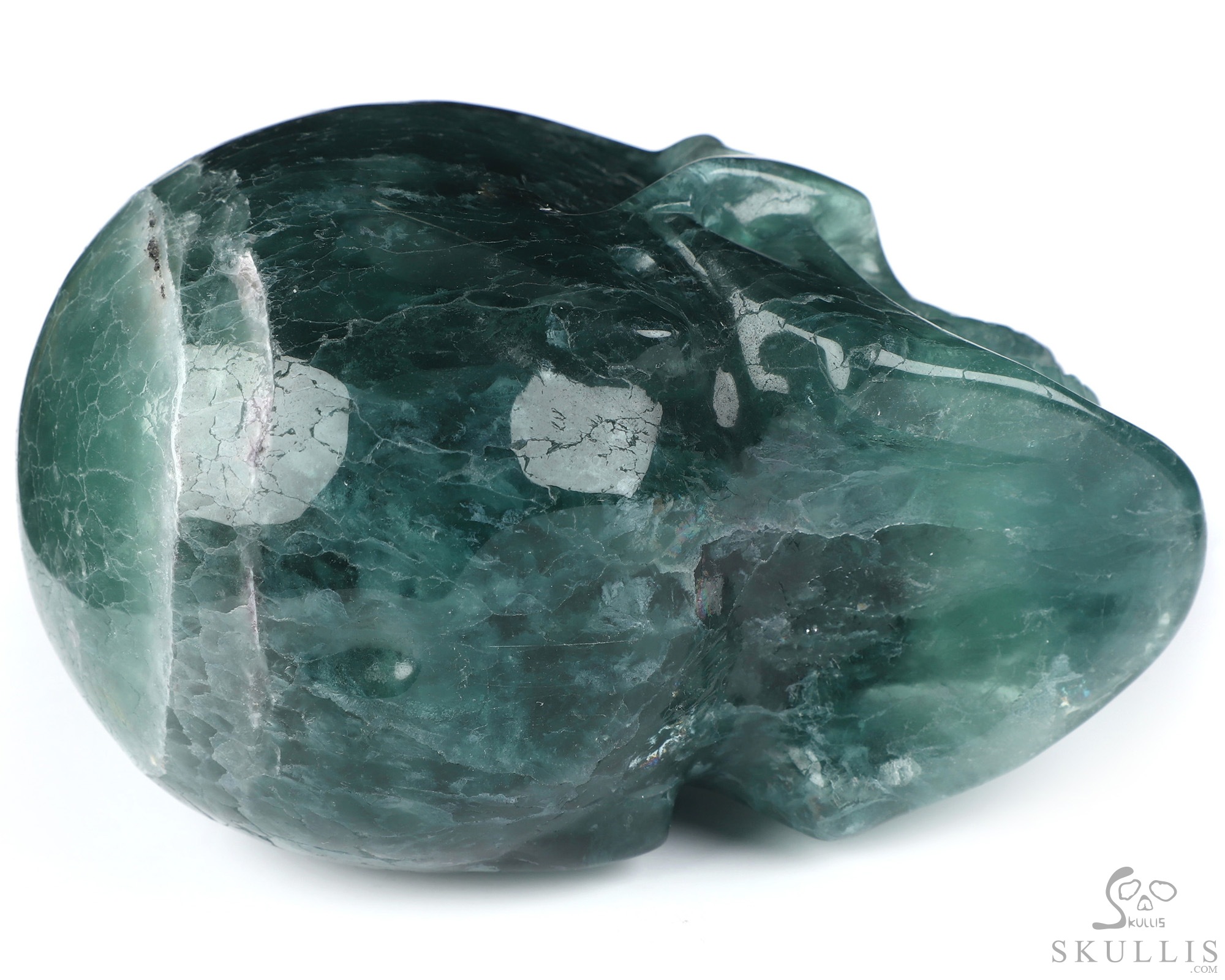 5.1" Fluorite Hand Carved Singing Crystal Skull Sculpture, Crystal Healing 5.1" Fluorite Hand Carved Singing Crystal Skull Sculpture, Crystal Healing