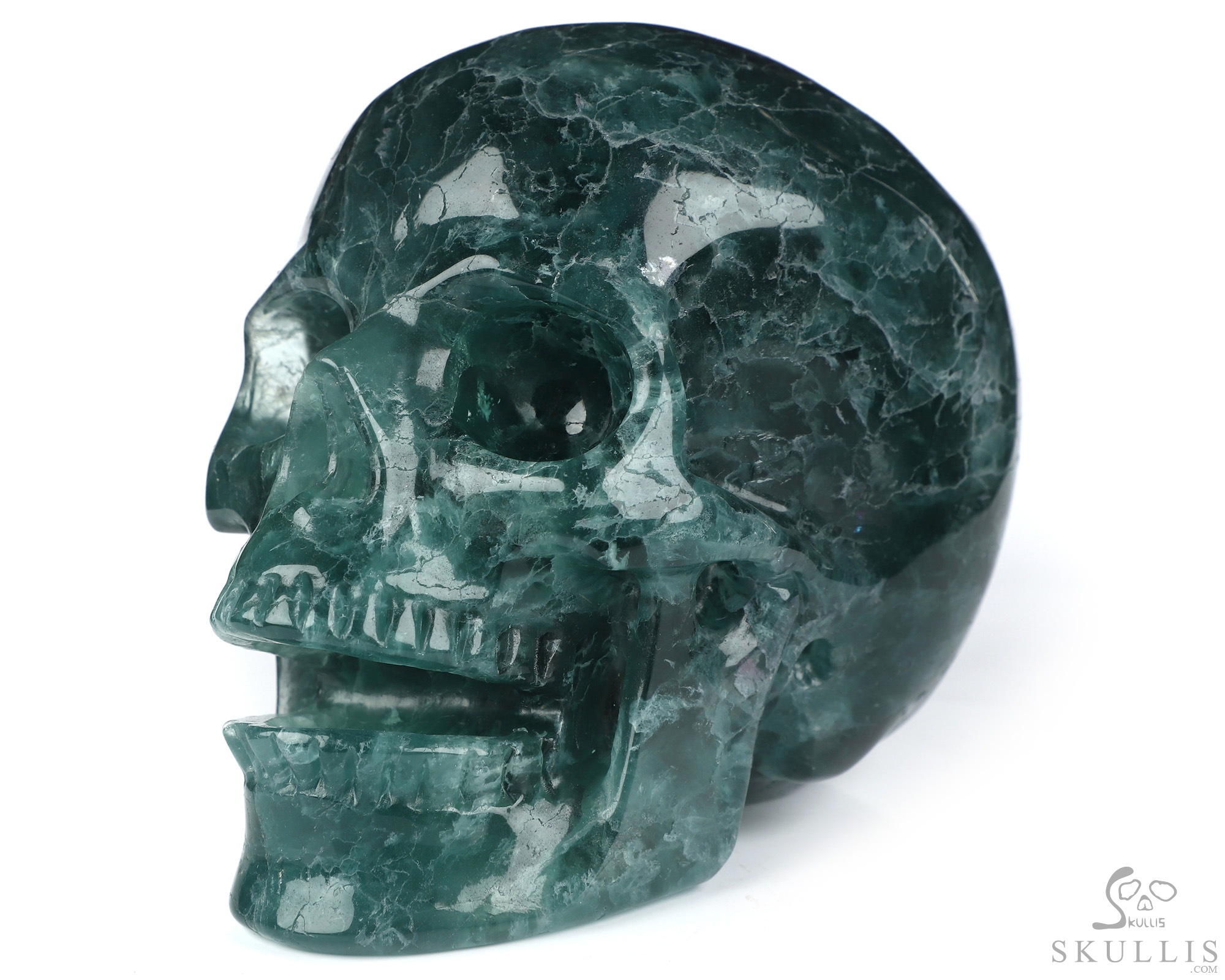 5.1" Fluorite Hand Carved Singing Crystal Skull Sculpture, Crystal Healing 5.1" Fluorite Hand Carved Singing Crystal Skull Sculpture, Crystal Healing