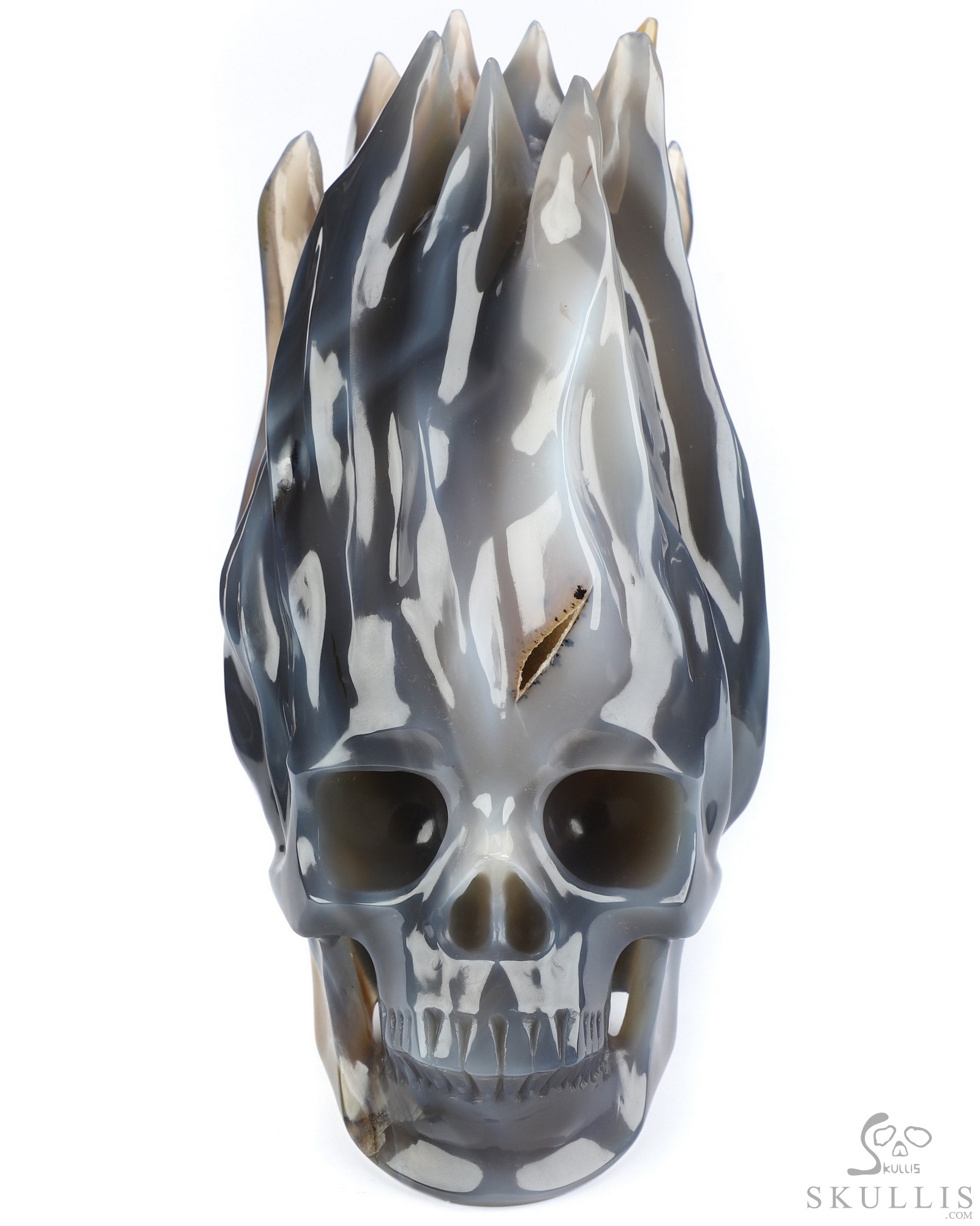 5.7" Premium Brazilian Agate Hand Carved Flaming Crystal Skull, Crystal Healing 5.7" Premium Brazilian Agate Hand Carved Flaming Crystal Skull, Crystal Healing