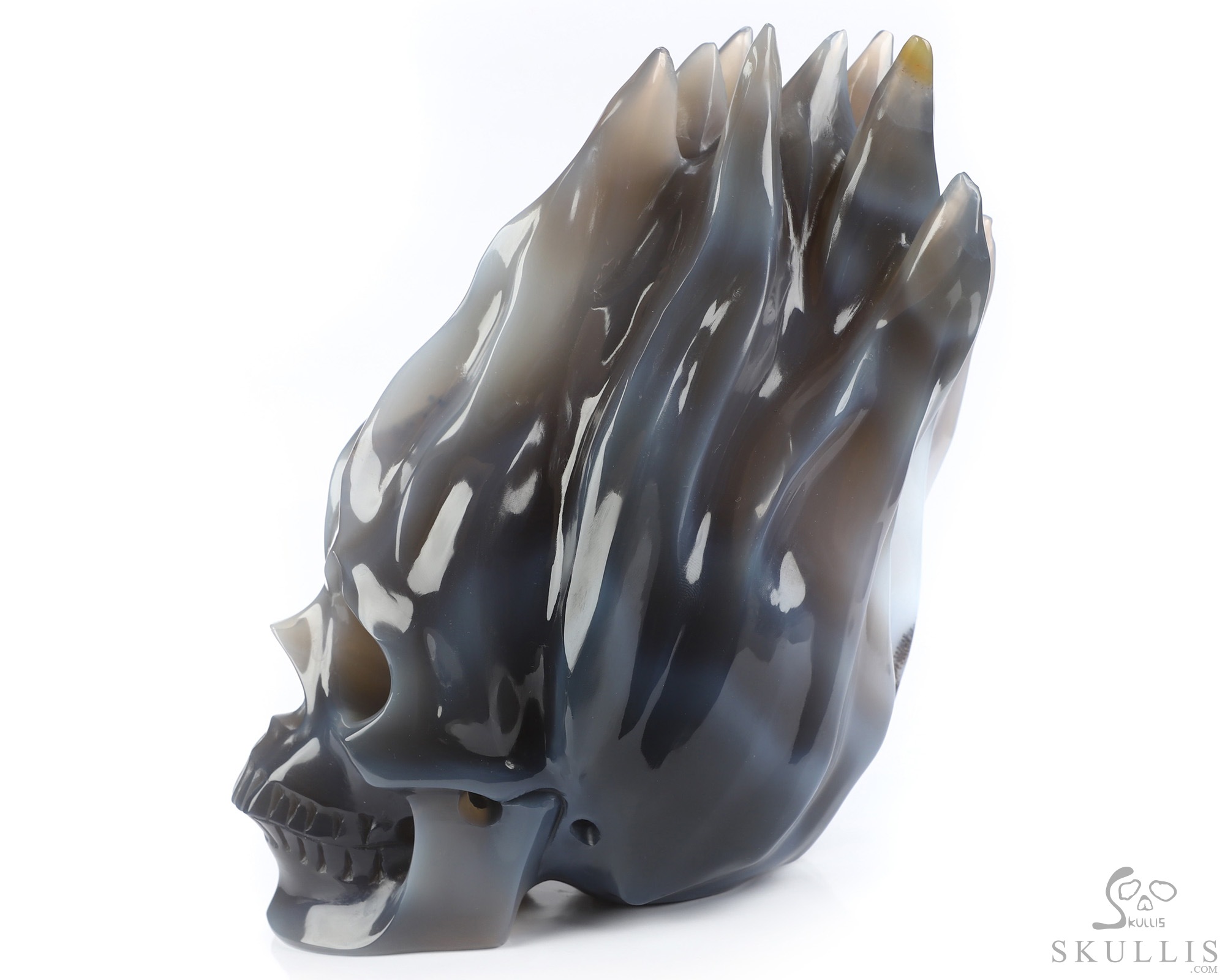 5.7" Premium Brazilian Agate Hand Carved Flaming Crystal Skull, Crystal Healing 5.7" Premium Brazilian Agate Hand Carved Flaming Crystal Skull, Crystal Healing
