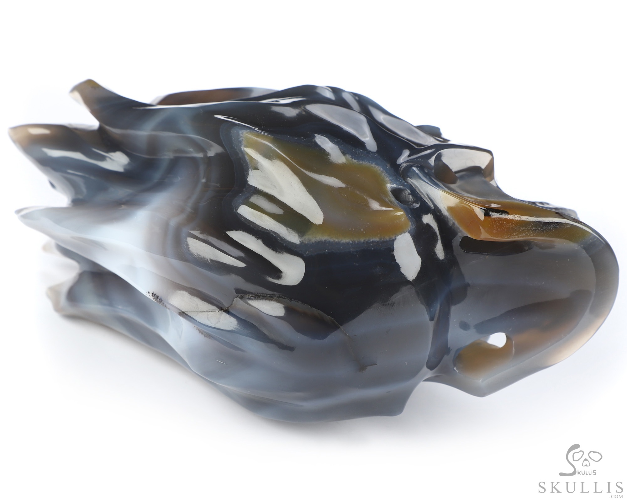 5.7" Premium Brazilian Agate Hand Carved Flaming Crystal Skull, Crystal Healing 5.7" Premium Brazilian Agate Hand Carved Flaming Crystal Skull, Crystal Healing