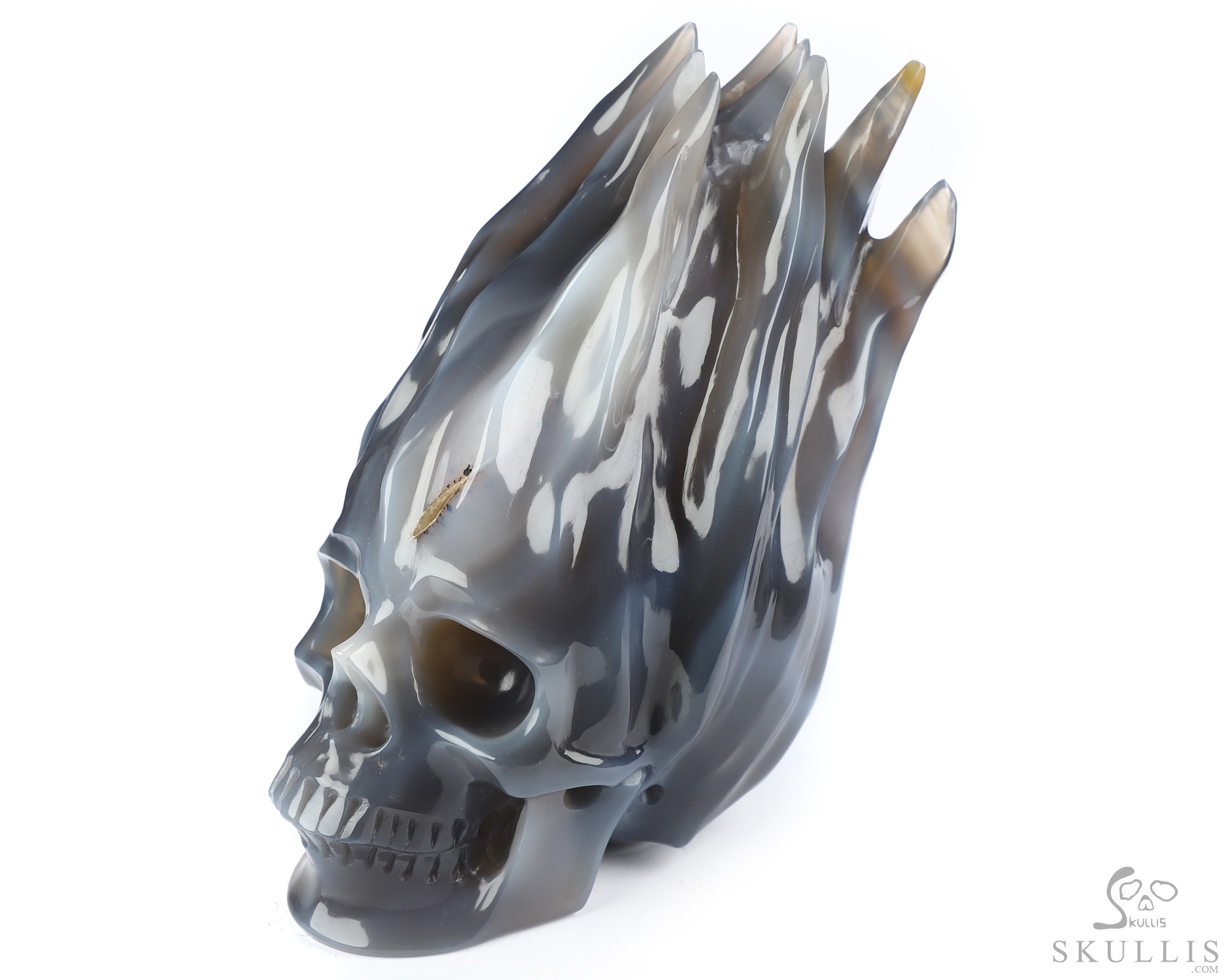 5.7" Premium Brazilian Agate Hand Carved Flaming Crystal Skull, Crystal Healing 5.7" Premium Brazilian Agate Hand Carved Flaming Crystal Skull, Crystal Healing