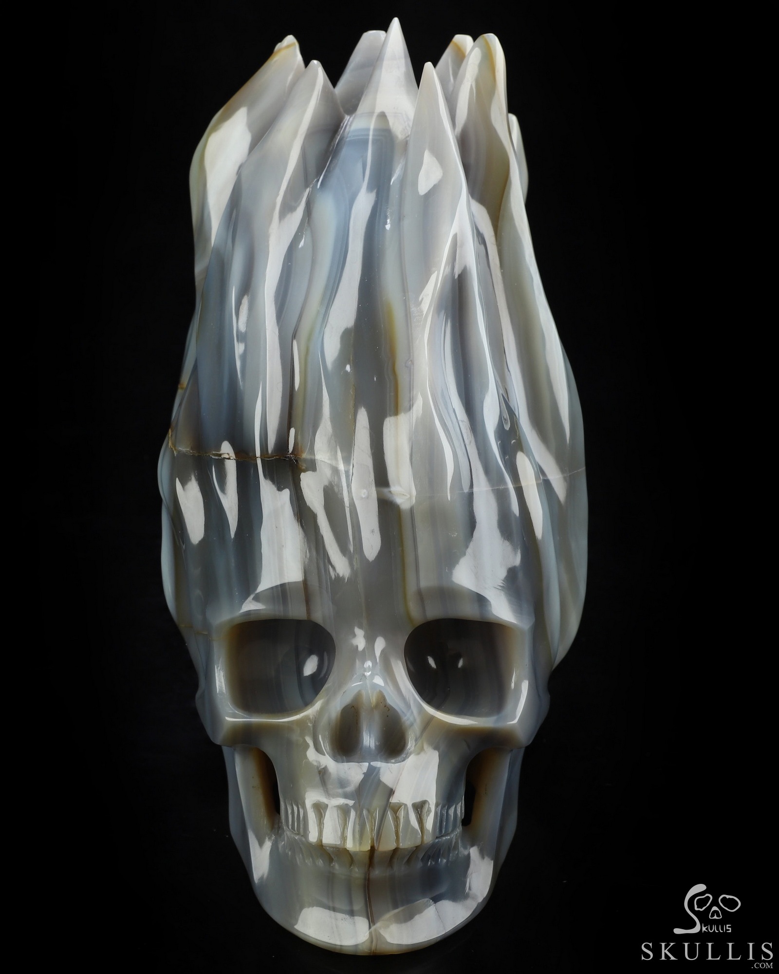 5.7" Premium Brazilian Agate Hand Carved Flaming Crystal Skull, Crystal Healing 5.7" Premium Brazilian Agate Hand Carved Flaming Crystal Skull, Crystal Healing