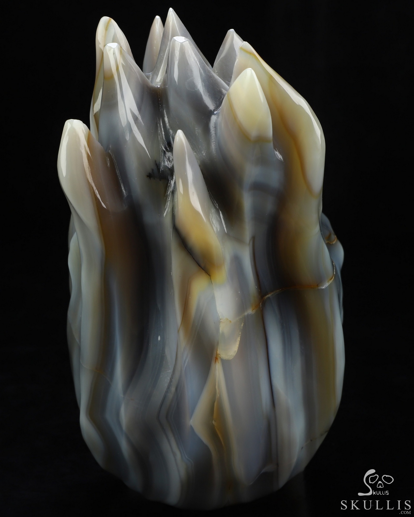 5.7" Premium Brazilian Agate Hand Carved Flaming Crystal Skull, Crystal Healing 5.7" Premium Brazilian Agate Hand Carved Flaming Crystal Skull, Crystal Healing