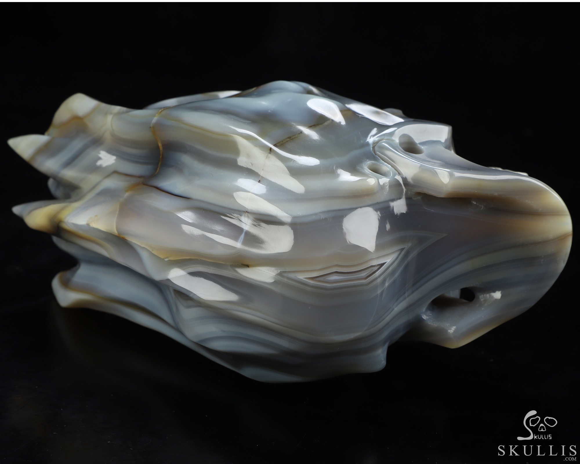 5.7" Premium Brazilian Agate Hand Carved Flaming Crystal Skull, Crystal Healing 5.7" Premium Brazilian Agate Hand Carved Flaming Crystal Skull, Crystal Healing