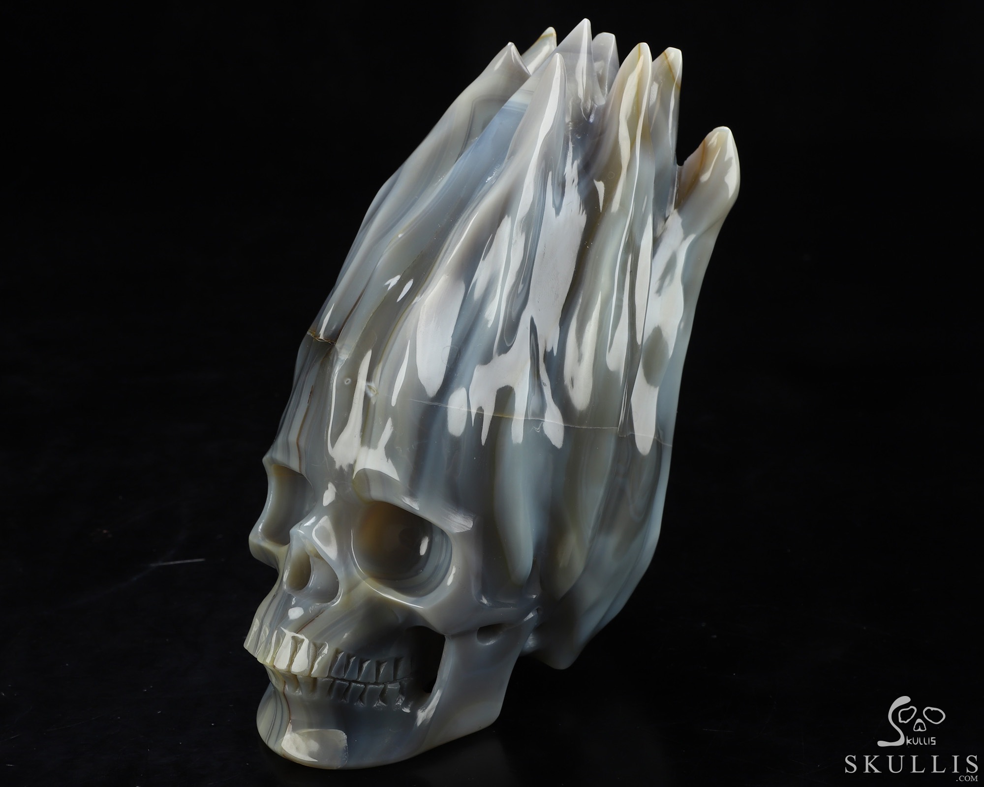 5.7" Premium Brazilian Agate Hand Carved Flaming Crystal Skull, Crystal Healing 5.7" Premium Brazilian Agate Hand Carved Flaming Crystal Skull, Crystal Healing