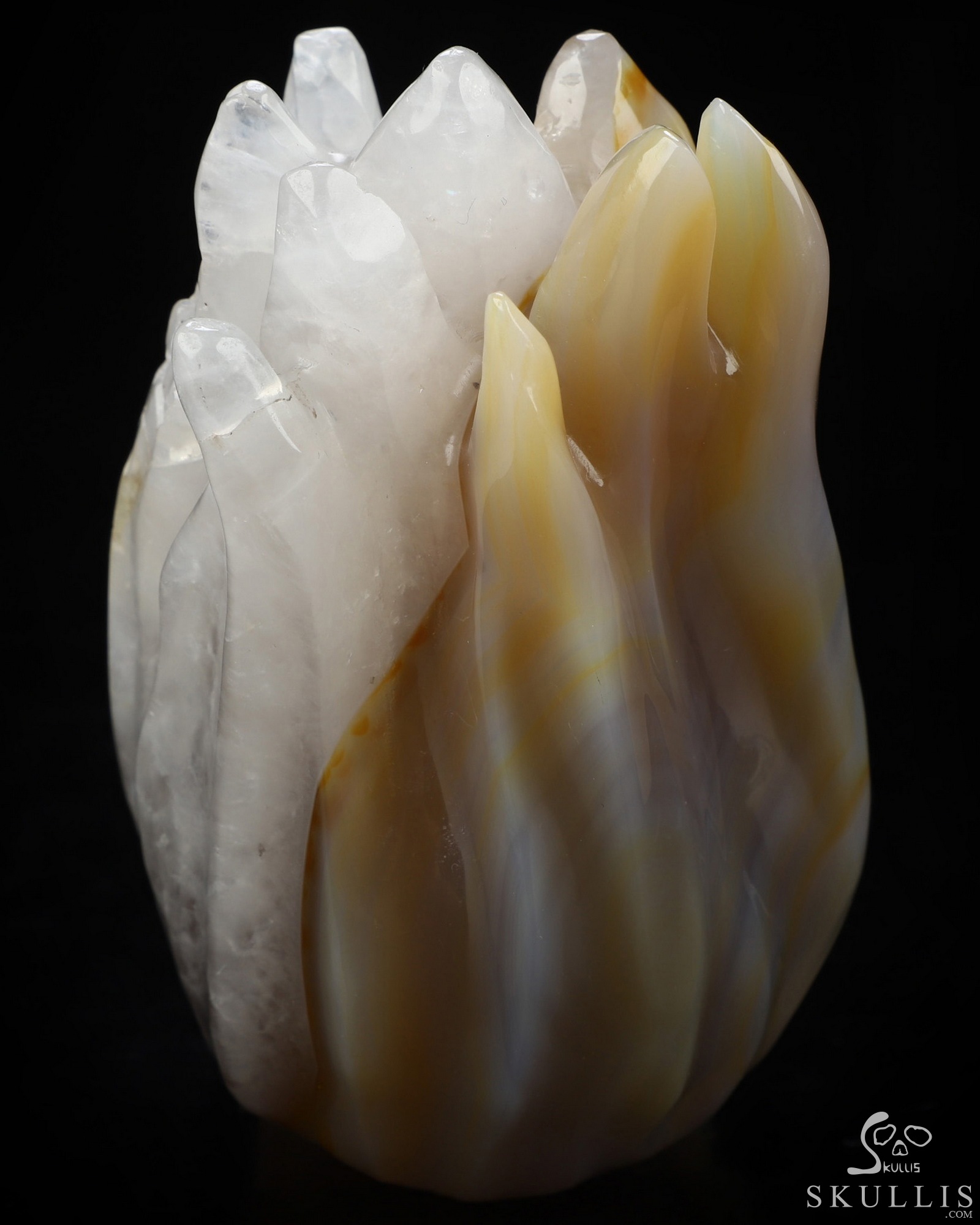 4.0" Premium Brazilian Agate Hand Carved Flaming Crystal Skull, Crystal Healing 4.0" Premium Brazilian Agate Hand Carved Flaming Crystal Skull, Crystal Healing