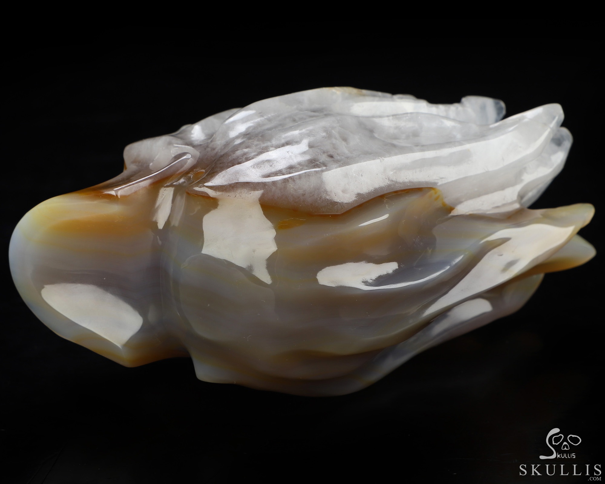 4.0" Premium Brazilian Agate Hand Carved Flaming Crystal Skull, Crystal Healing 4.0" Premium Brazilian Agate Hand Carved Flaming Crystal Skull, Crystal Healing