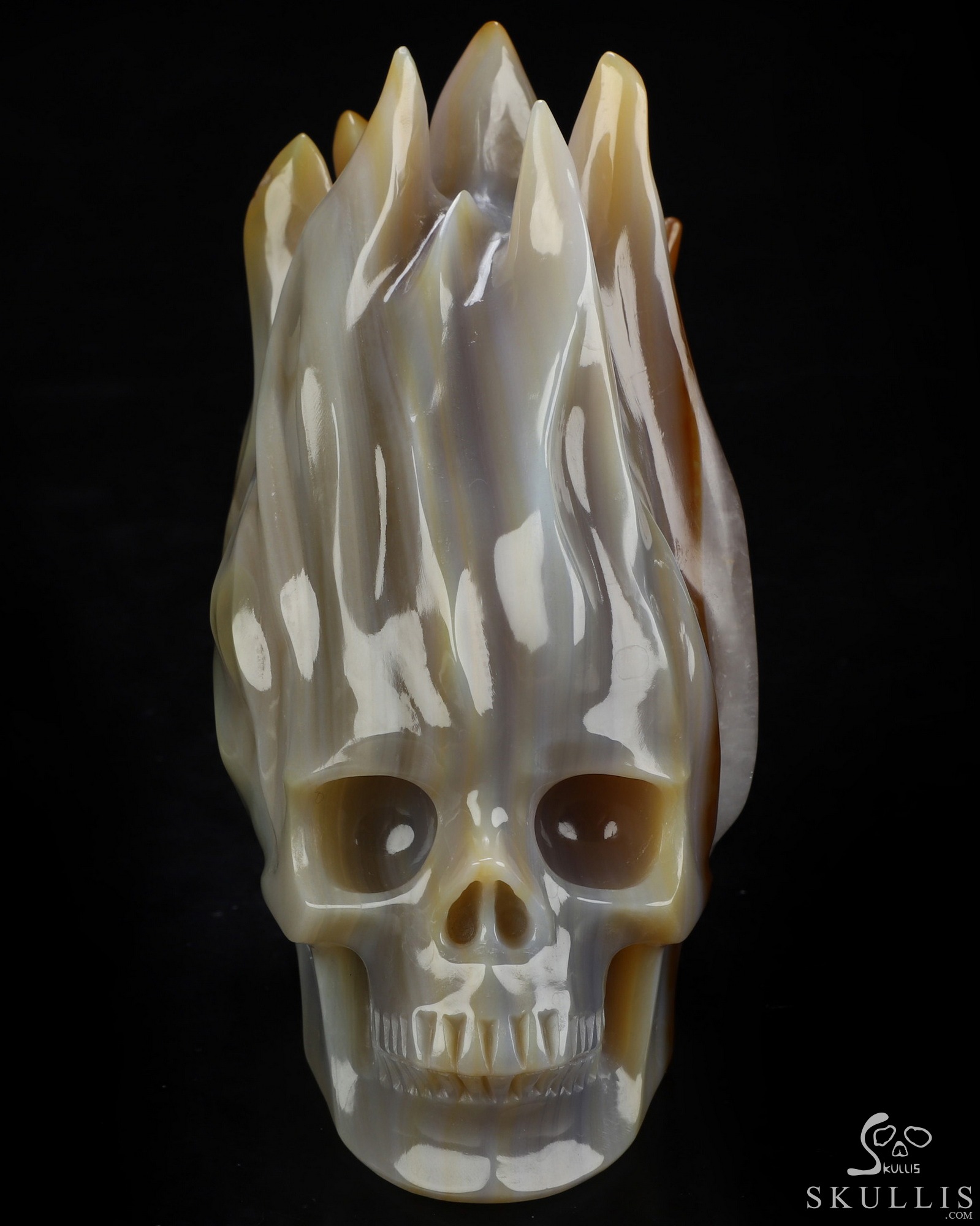4.1" Premium Brazilian Agate Hand Carved Flaming Crystal Skull, Crystal Healing 4.1" Premium Brazilian Agate Hand Carved Flaming Crystal Skull, Crystal Healing