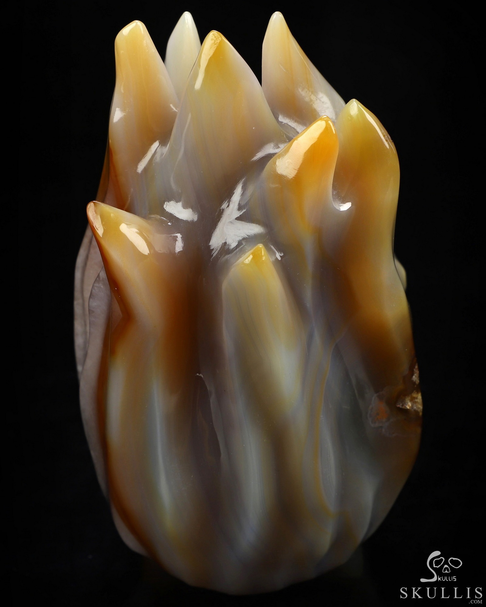 4.1" Premium Brazilian Agate Hand Carved Flaming Crystal Skull, Crystal Healing 4.1" Premium Brazilian Agate Hand Carved Flaming Crystal Skull, Crystal Healing