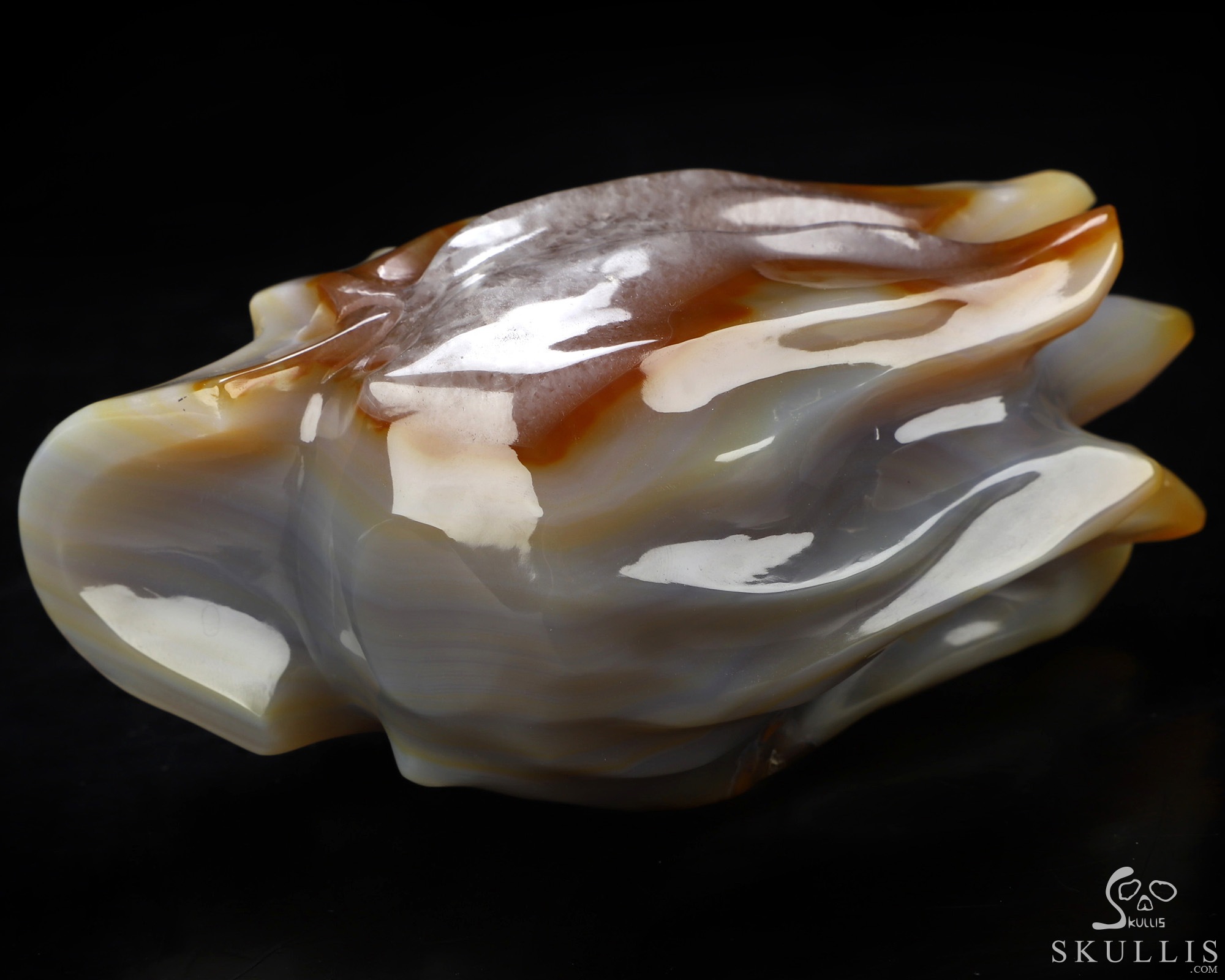 4.1" Premium Brazilian Agate Hand Carved Flaming Crystal Skull, Crystal Healing 4.1" Premium Brazilian Agate Hand Carved Flaming Crystal Skull, Crystal Healing
