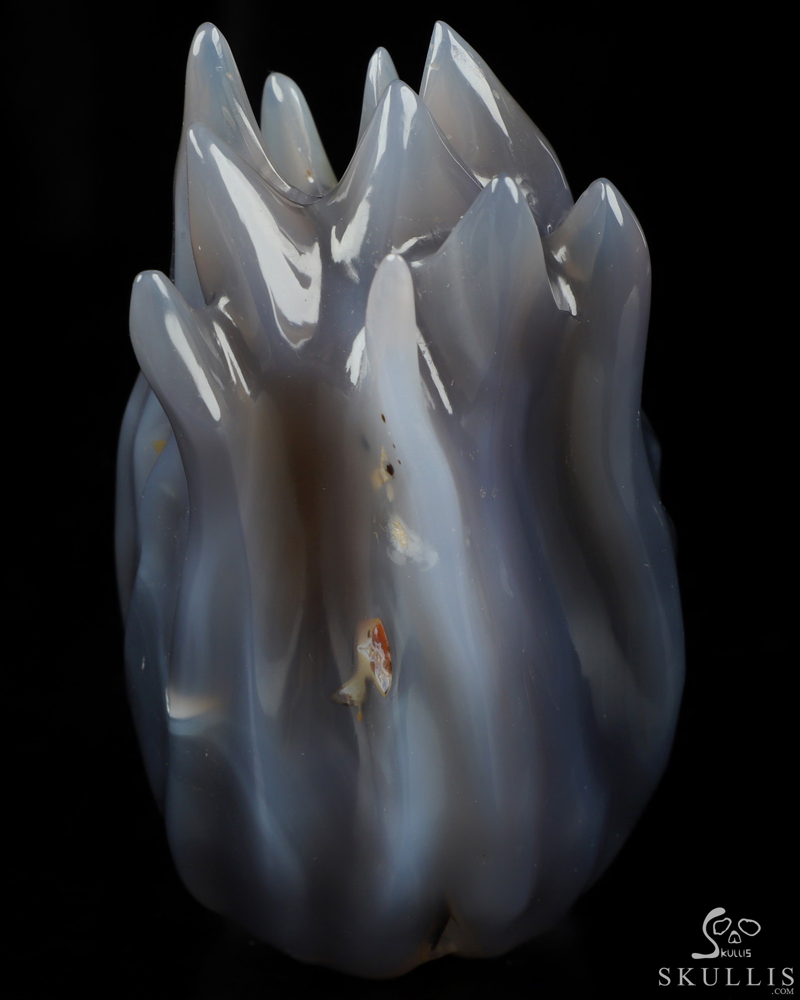 4.0" Agate Hand Carved Flaming Crystal Skull, Crystal Healing 4.0" Agate Hand Carved Flaming Crystal Skull, Crystal Healing