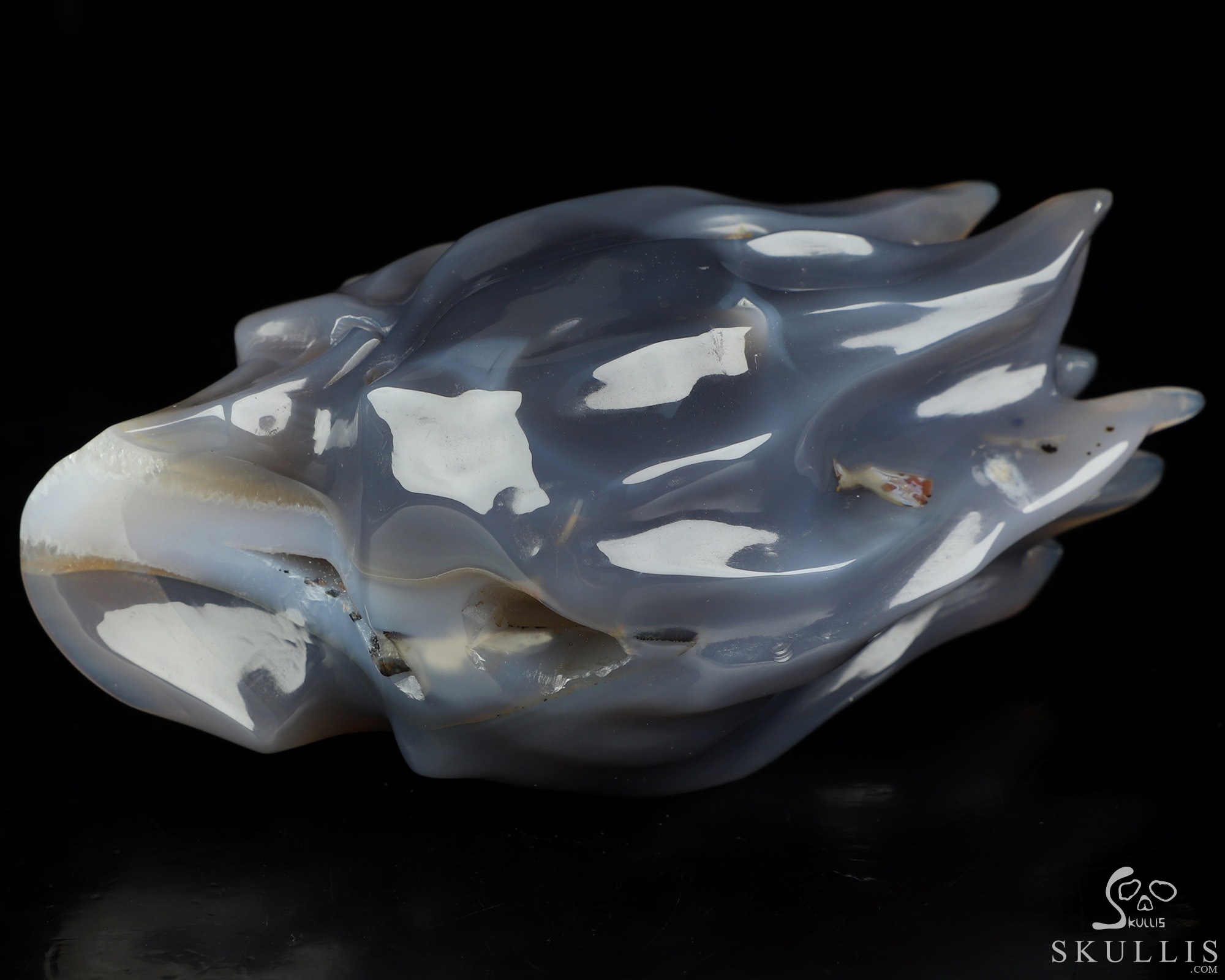 4.0" Agate Hand Carved Flaming Crystal Skull, Crystal Healing 4.0" Agate Hand Carved Flaming Crystal Skull, Crystal Healing