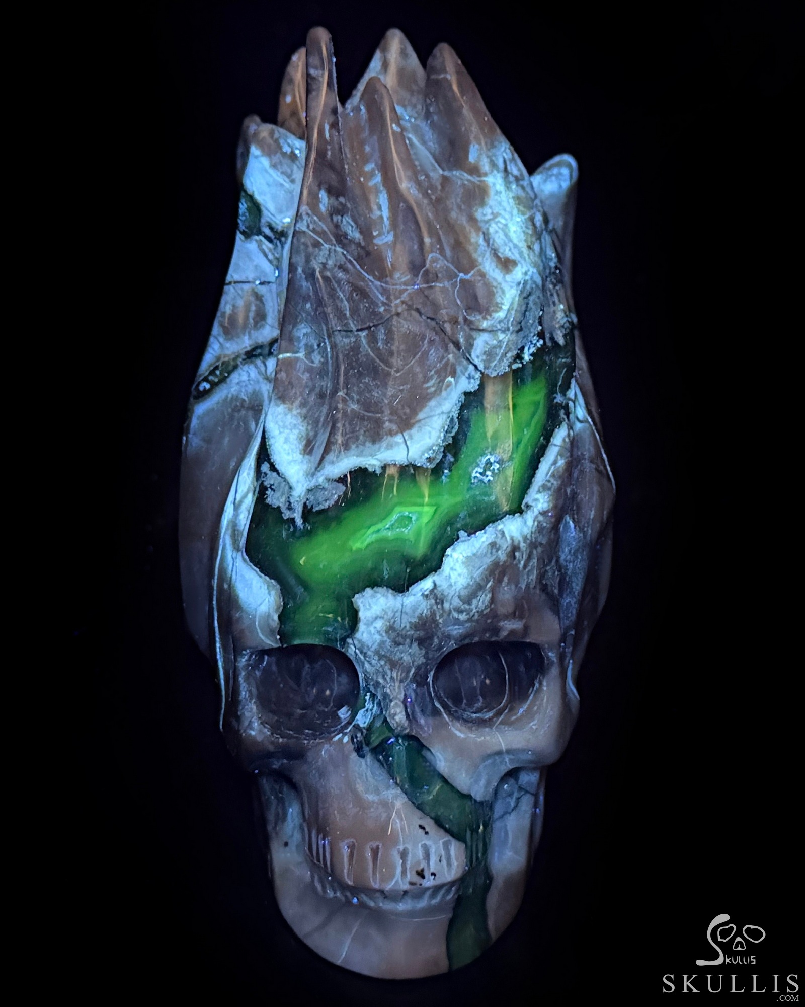 4.3" Dinosaur Egg Agate Hand Carved Flaming Crystal Skull, Crystal Healing 4.3" Dinosaur Egg Agate Hand Carved Flaming Crystal Skull, Crystal Healing