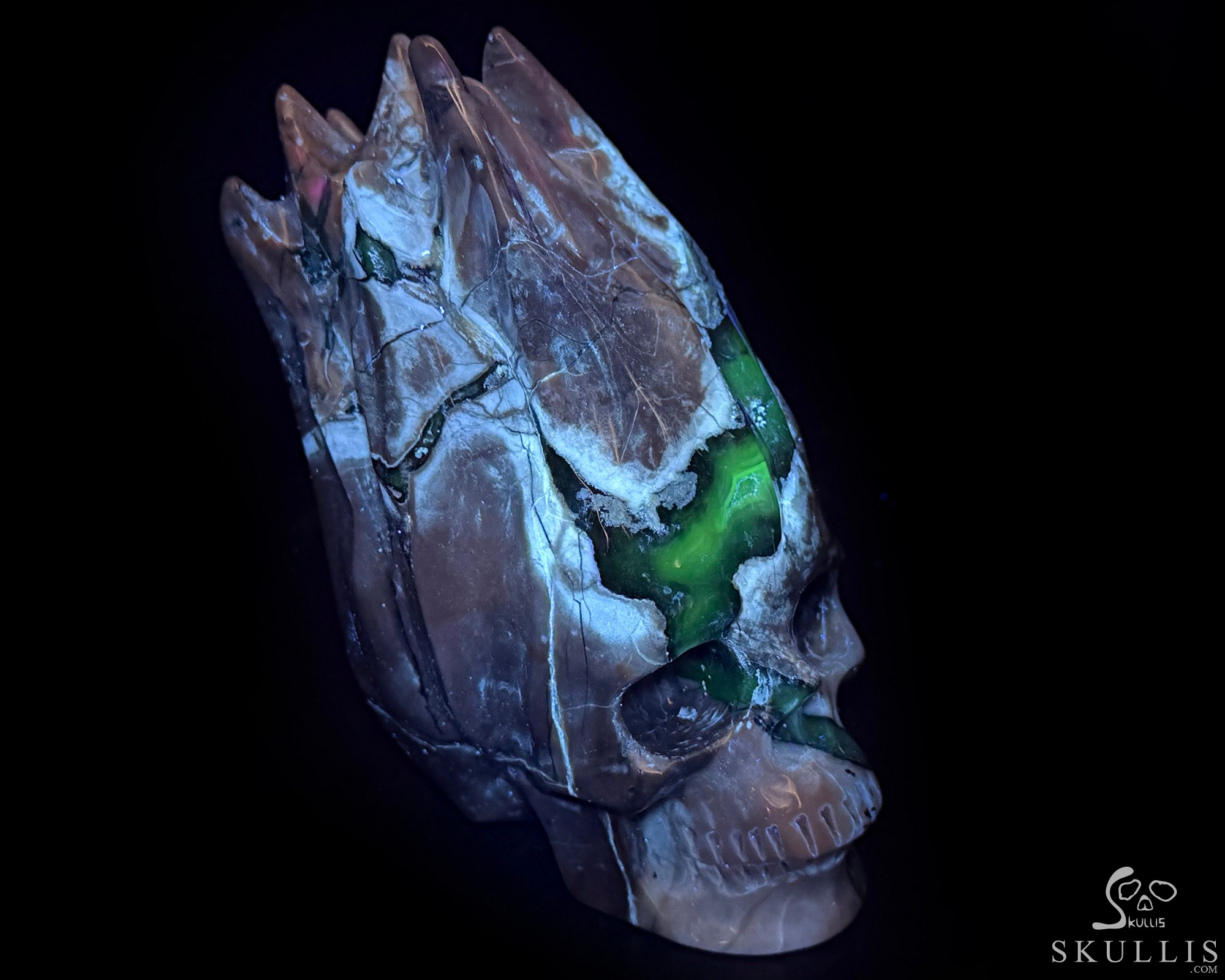 4.3" Dinosaur Egg Agate Hand Carved Flaming Crystal Skull, Crystal Healing 4.3" Dinosaur Egg Agate Hand Carved Flaming Crystal Skull, Crystal Healing