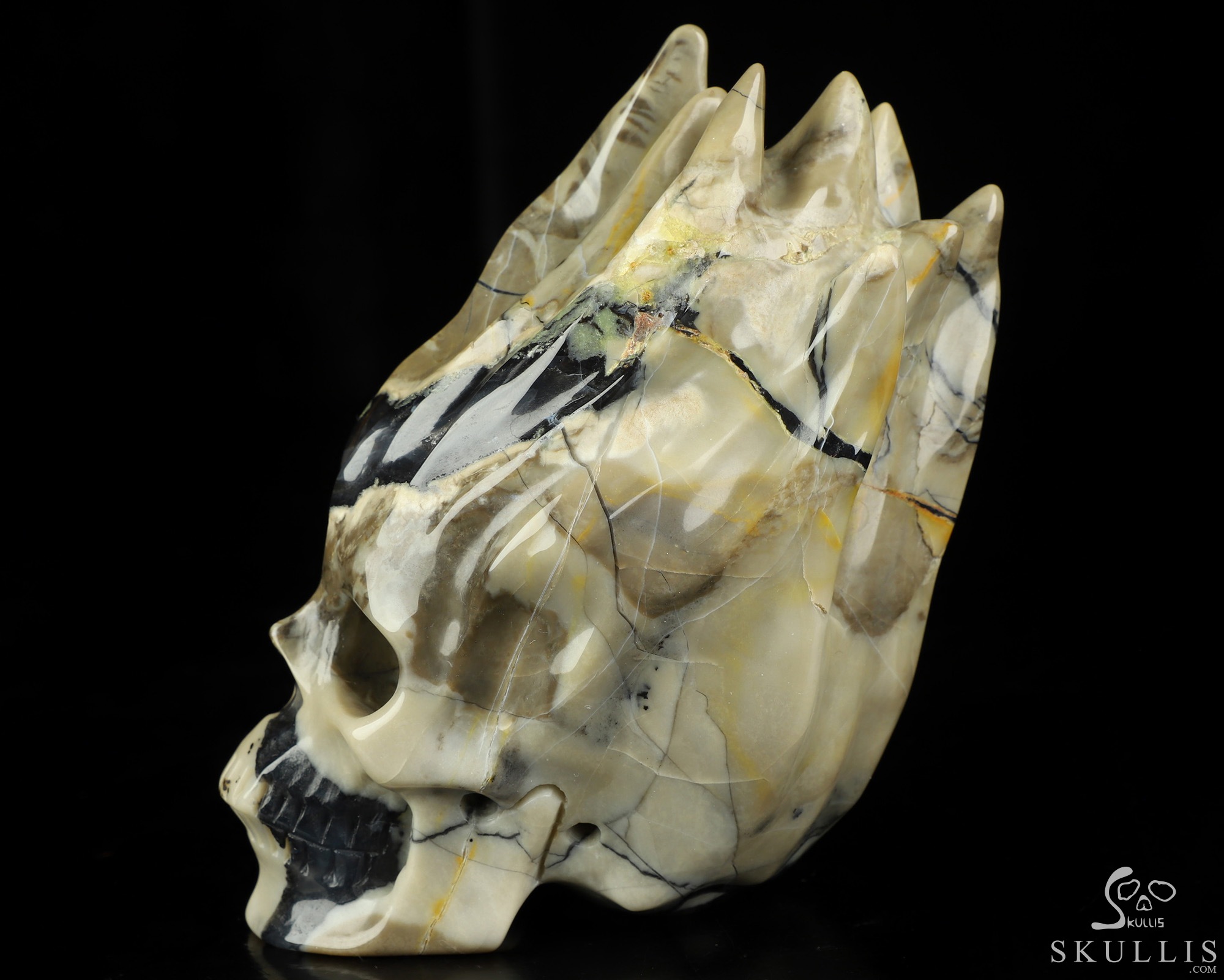 4.3" Dinosaur Egg Agate Hand Carved Flaming Crystal Skull, Crystal Healing 4.3" Dinosaur Egg Agate Hand Carved Flaming Crystal Skull, Crystal Healing
