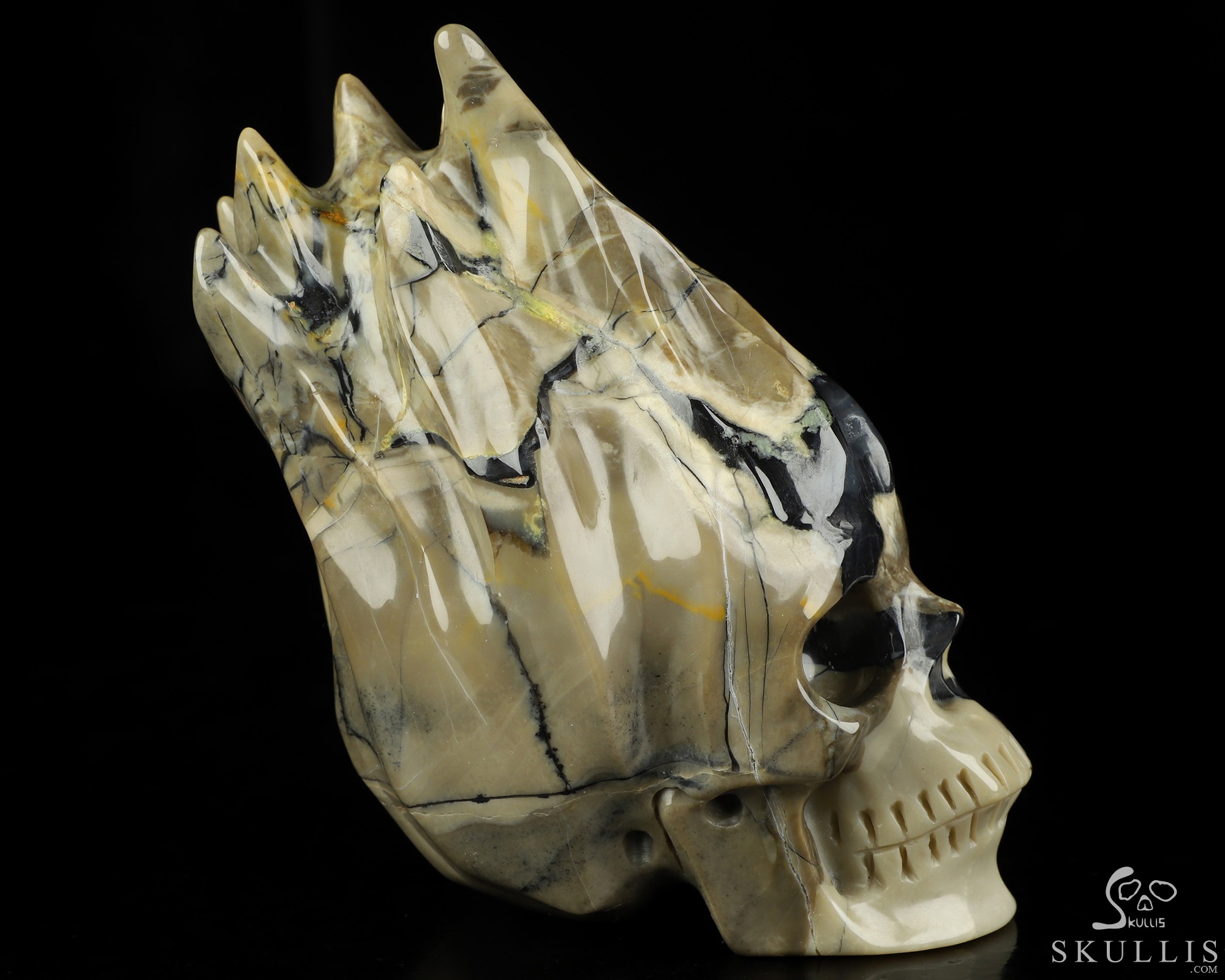 4.3" Dinosaur Egg Agate Hand Carved Flaming Crystal Skull, Crystal Healing 4.3" Dinosaur Egg Agate Hand Carved Flaming Crystal Skull, Crystal Healing