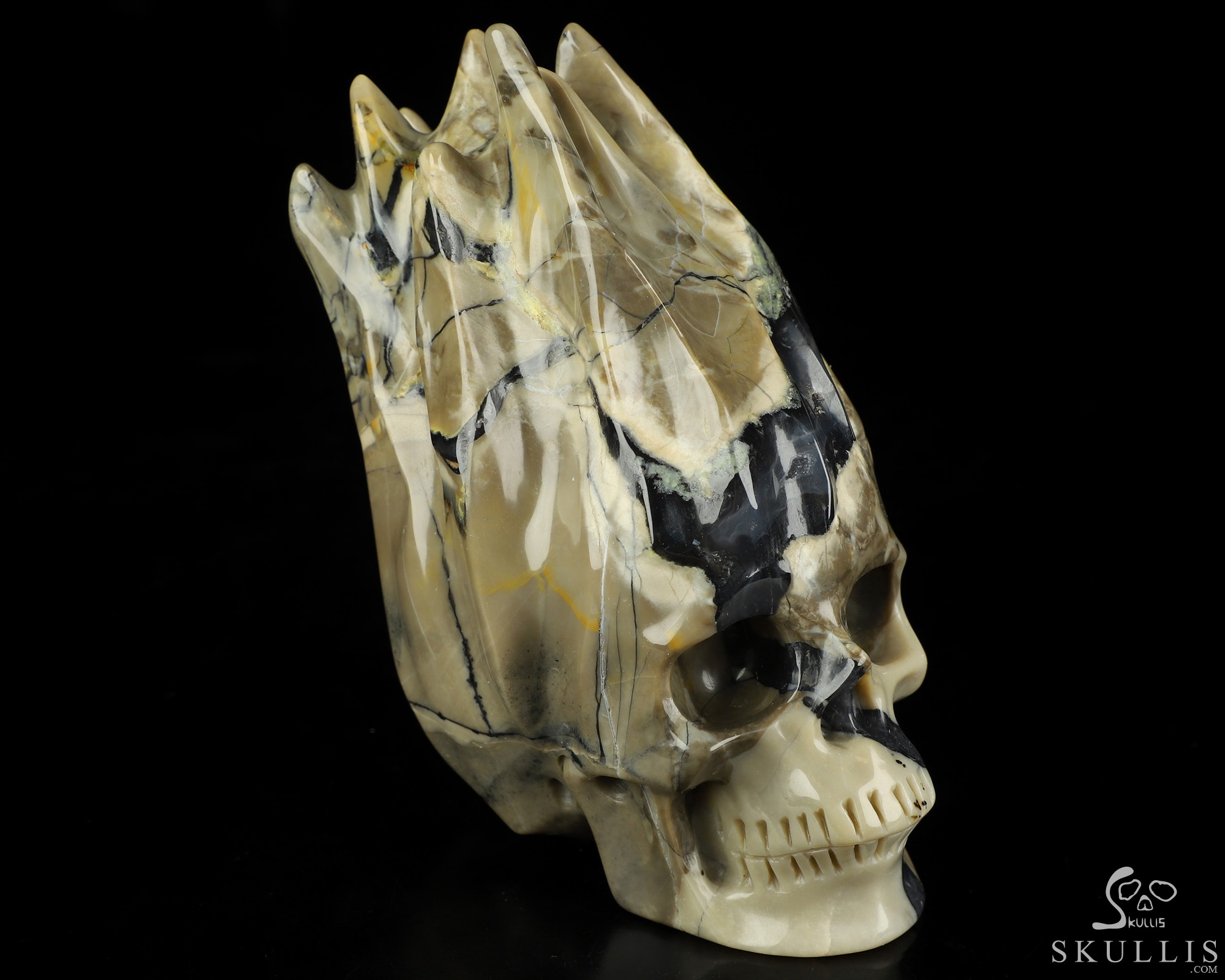 4.3" Dinosaur Egg Agate Hand Carved Flaming Crystal Skull, Crystal Healing 4.3" Dinosaur Egg Agate Hand Carved Flaming Crystal Skull, Crystal Healing