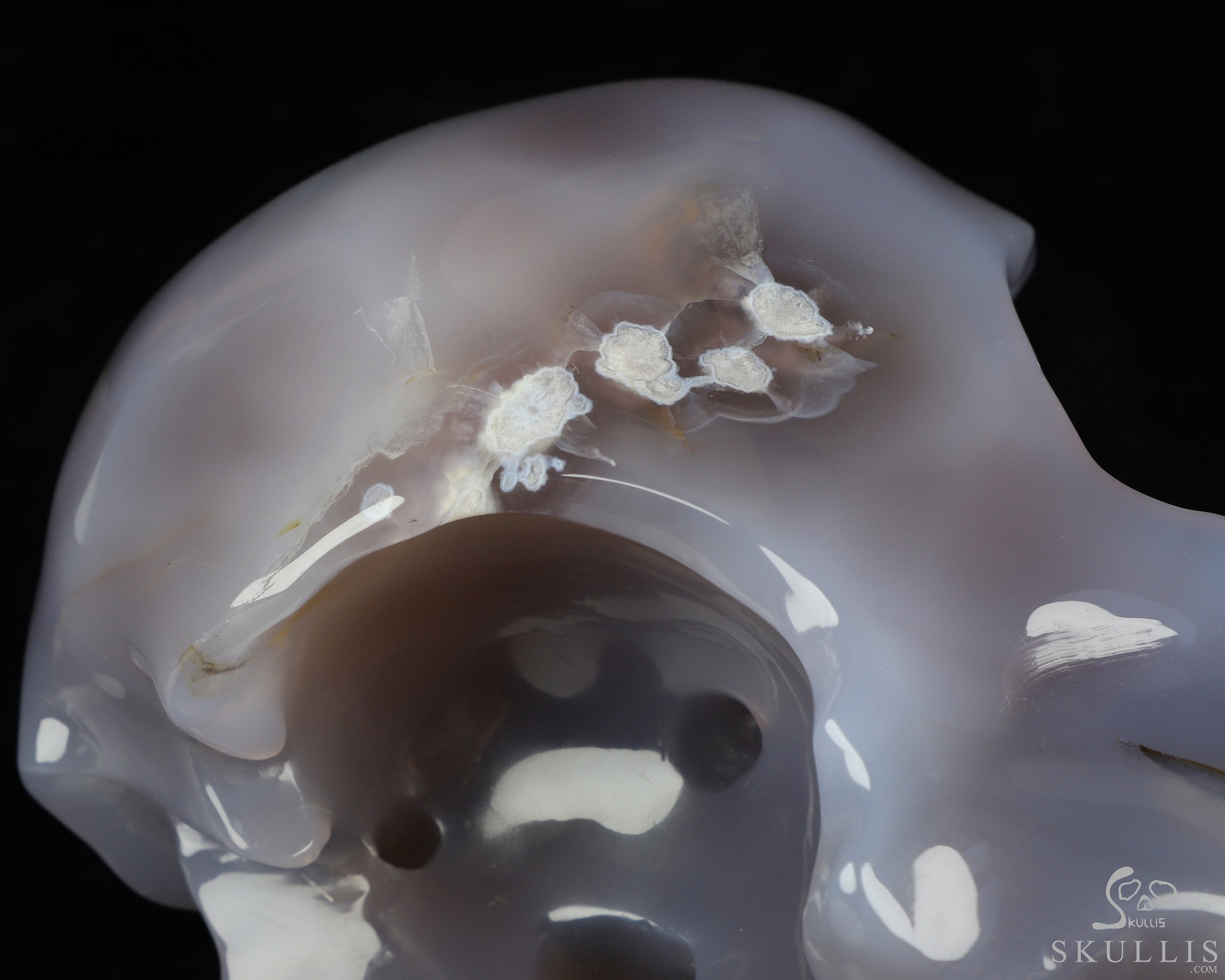 9.0" Agate Hand Carved Raven Crystal Skull Sculpture, Crystal Healing 9.0" Agate Hand Carved Raven Crystal Skull Sculpture, Crystal Healing