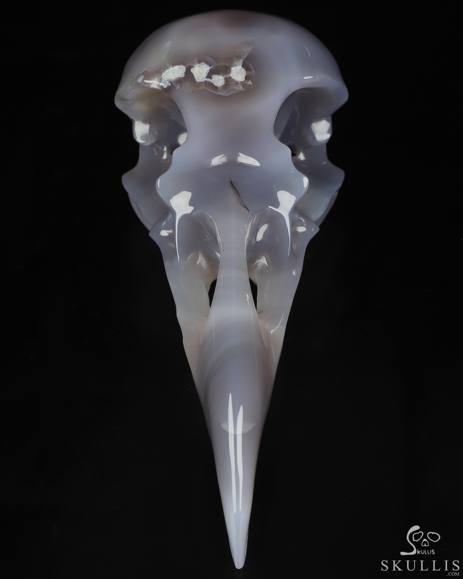 9.0" Agate Hand Carved Raven Crystal Skull Sculpture, Crystal Healing 9.0" Agate Hand Carved Raven Crystal Skull Sculpture, Crystal Healing