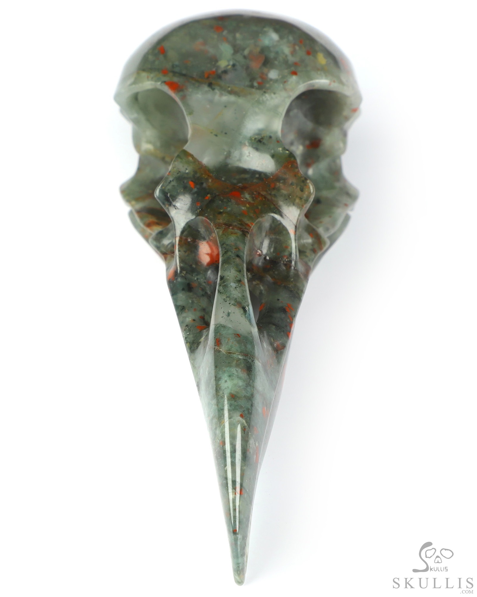 4.8" African Bloodstone Hand Carved Raven Crystal Skull Sculpture, Crystal Healing 4.8" African Bloodstone Hand Carved Raven Crystal Skull Sculpture, Crystal Healing