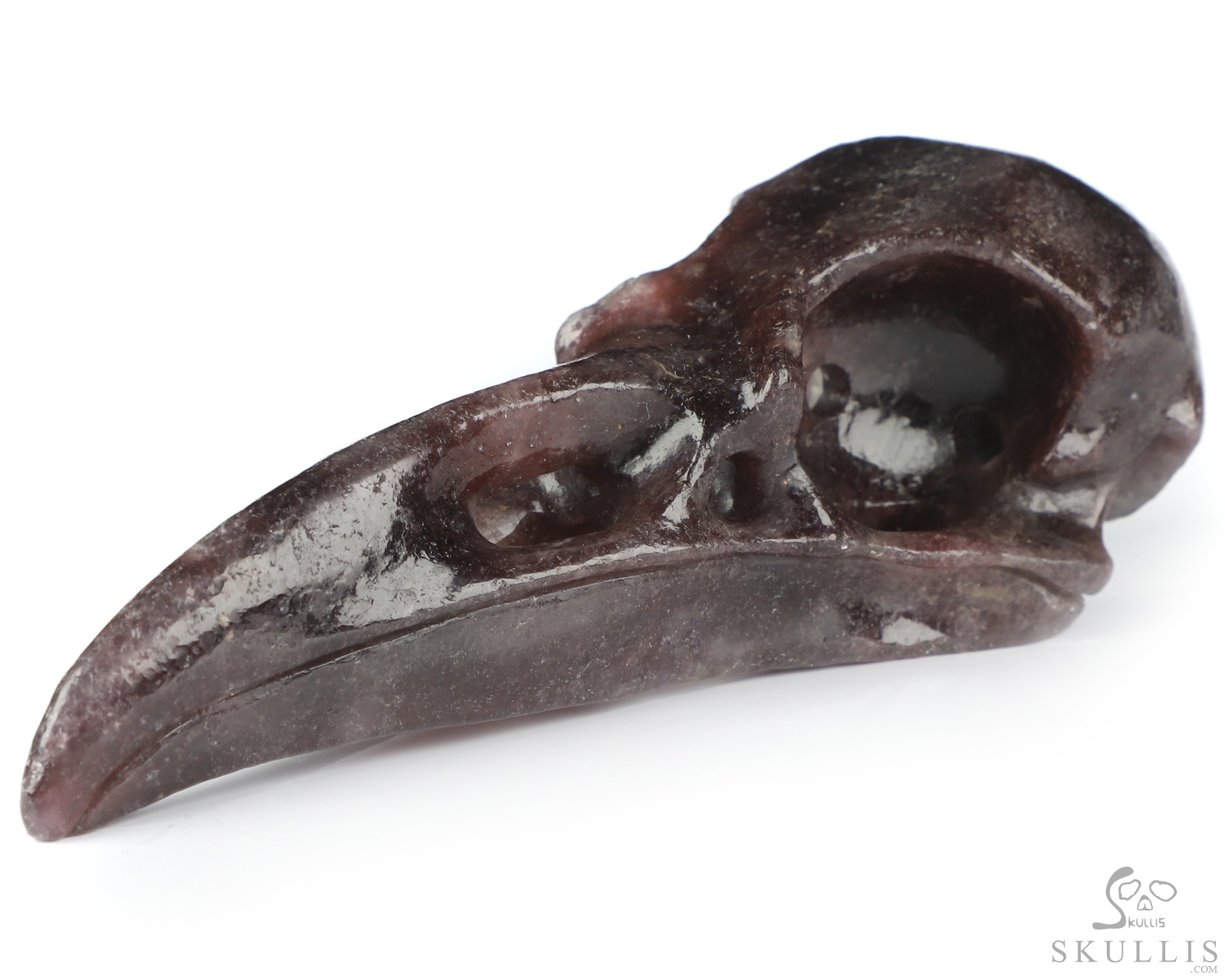 4.6" Lepidolite Hand Carved Raven Crystal Skull Sculpture, Crystal Healing 4.6" Lepidolite Hand Carved Raven Crystal Skull Sculpture, Crystal Healing