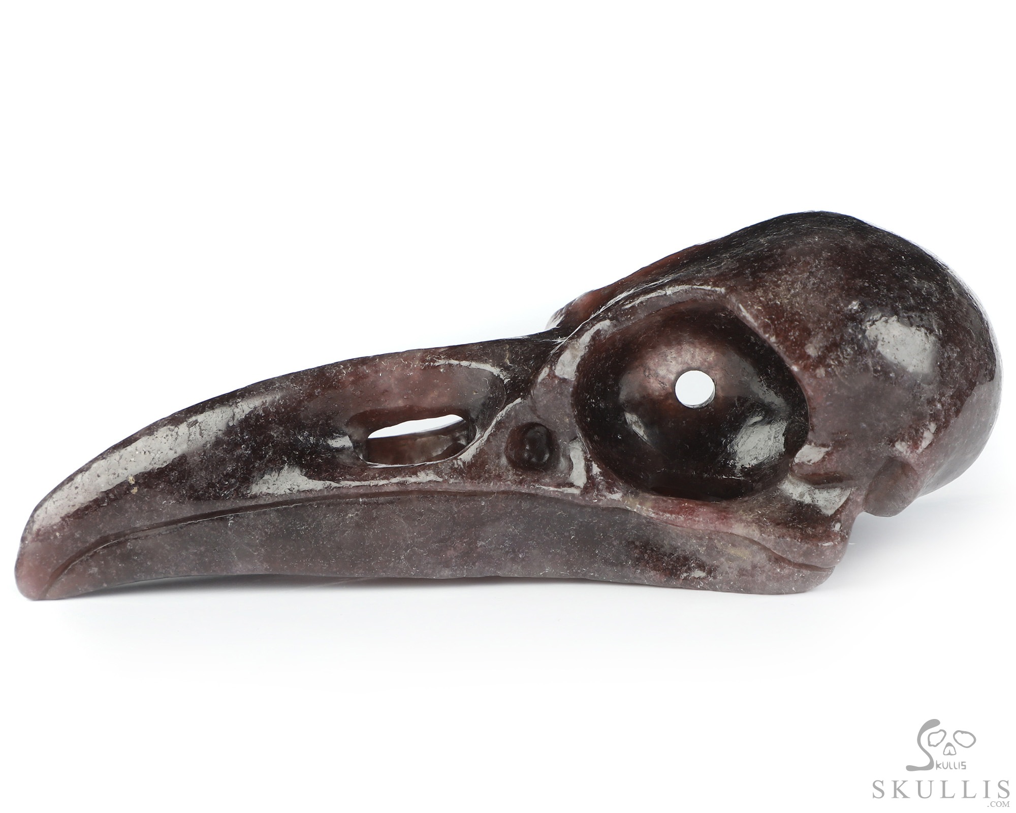 4.6" Lepidolite Hand Carved Raven Crystal Skull Sculpture, Crystal Healing 4.6" Lepidolite Hand Carved Raven Crystal Skull Sculpture, Crystal Healing