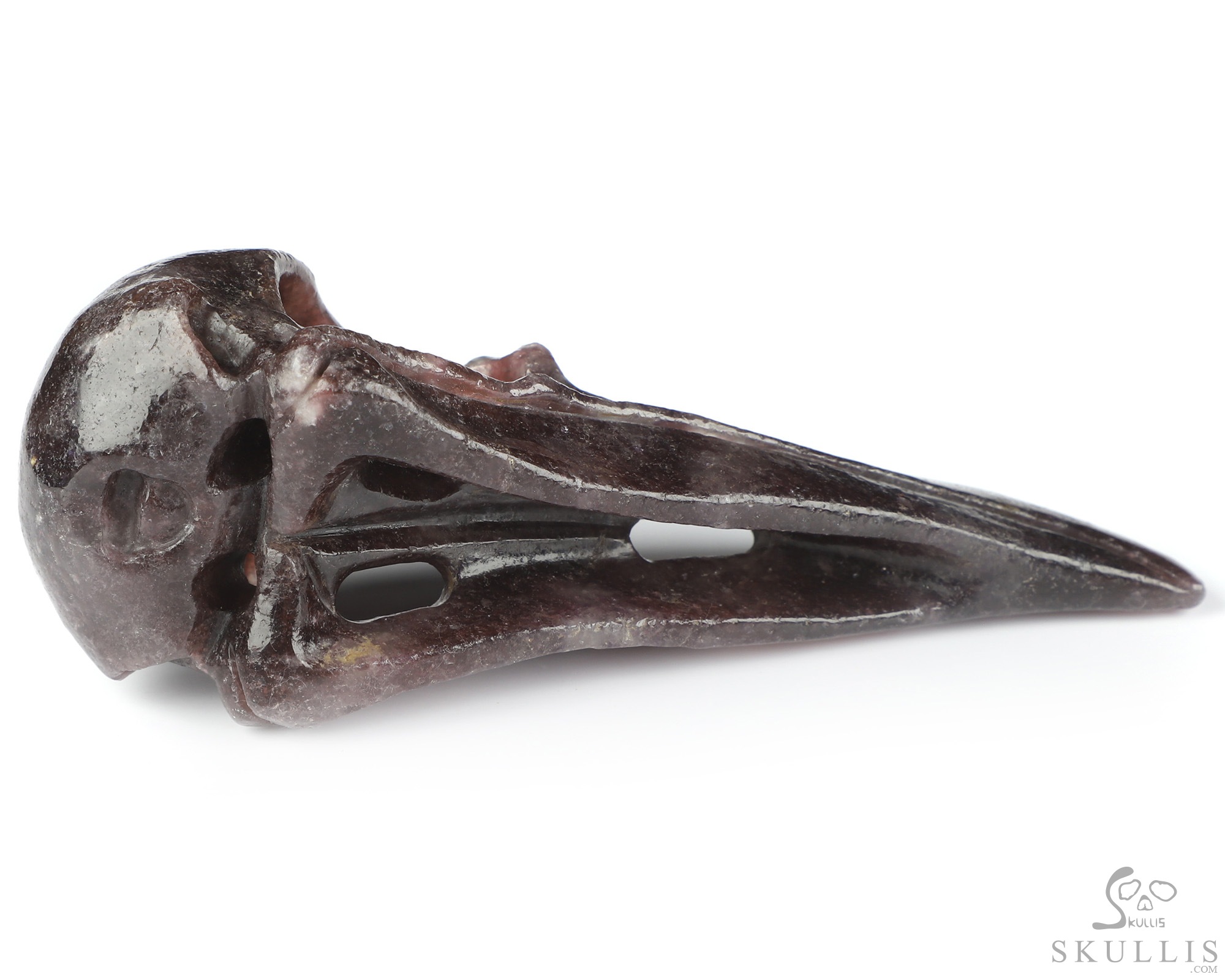 4.6" Lepidolite Hand Carved Raven Crystal Skull Sculpture, Crystal Healing 4.6" Lepidolite Hand Carved Raven Crystal Skull Sculpture, Crystal Healing