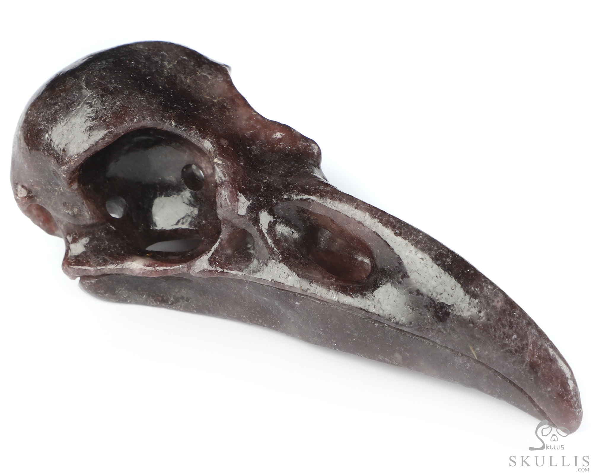 4.6" Lepidolite Hand Carved Raven Crystal Skull Sculpture, Crystal Healing 4.6" Lepidolite Hand Carved Raven Crystal Skull Sculpture, Crystal Healing