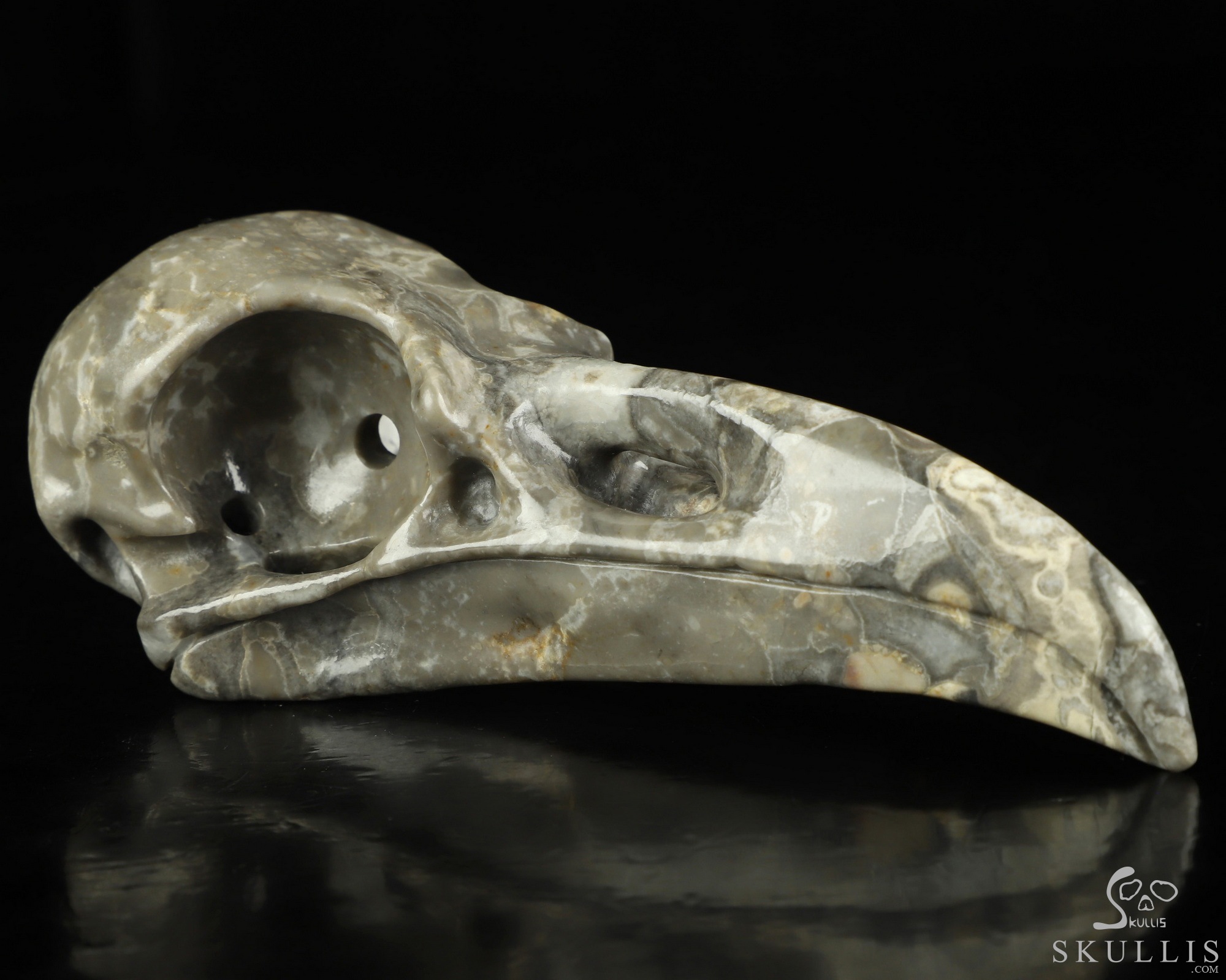 4.8" Crocodile Jasper Hand Carved Raven Crystal Skull Sculpture, Crystal Healing 4.8" Crocodile Jasper Hand Carved Raven Crystal Skull Sculpture, Crystal Healing