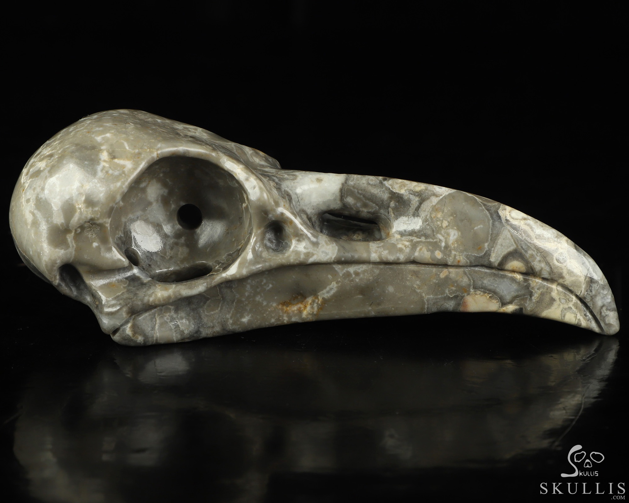 4.8" Crocodile Jasper Hand Carved Raven Crystal Skull Sculpture, Crystal Healing 4.8" Crocodile Jasper Hand Carved Raven Crystal Skull Sculpture, Crystal Healing