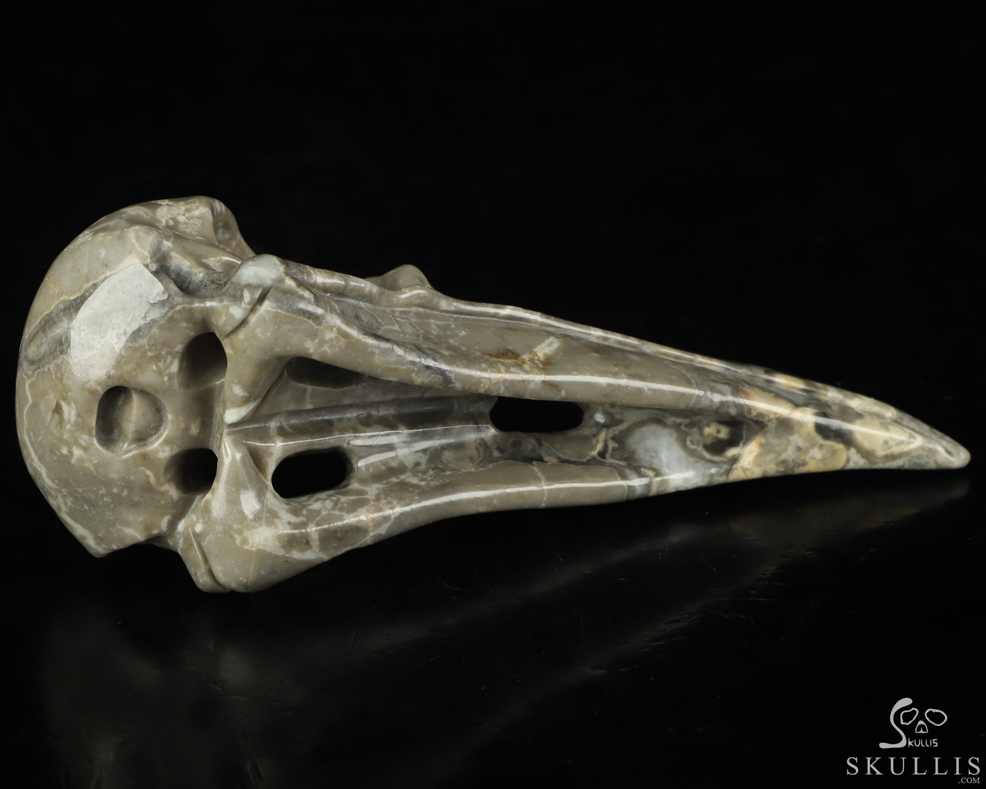 4.8" Crocodile Jasper Hand Carved Raven Crystal Skull Sculpture, Crystal Healing 4.8" Crocodile Jasper Hand Carved Raven Crystal Skull Sculpture, Crystal Healing