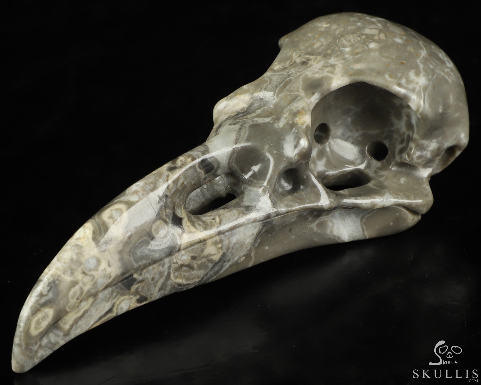 4.8" Crocodile Jasper Hand Carved Raven Crystal Skull Sculpture, Crystal Healing 4.8" Crocodile Jasper Hand Carved Raven Crystal Skull Sculpture, Crystal Healing