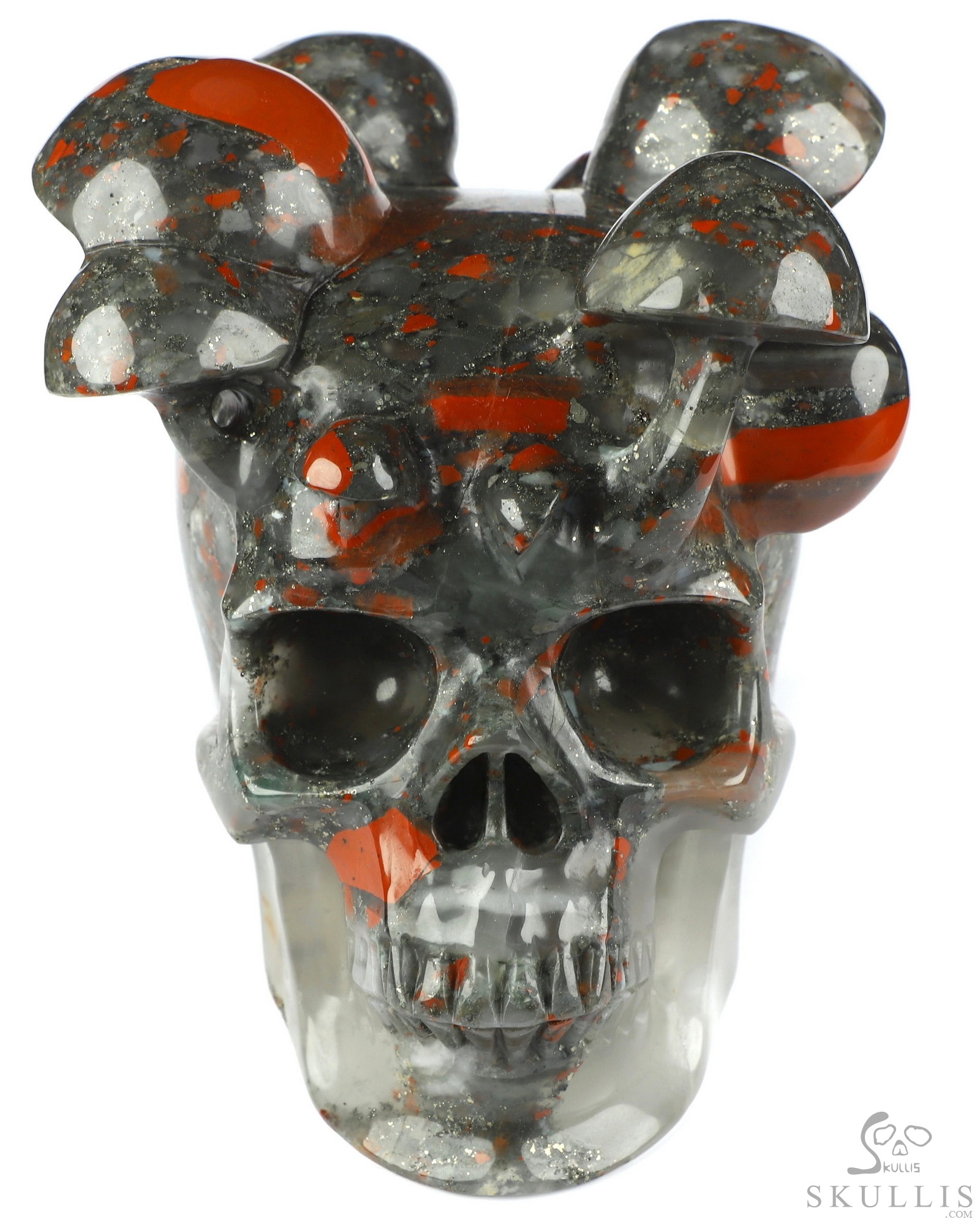 5.2" African Bloodstone Hand Carved Mushroom Crystal Skull Sculpture, Crystal Healing 5.2" African Bloodstone Hand Carved Mushroom Crystal Skull Sculpture, Crystal Healing