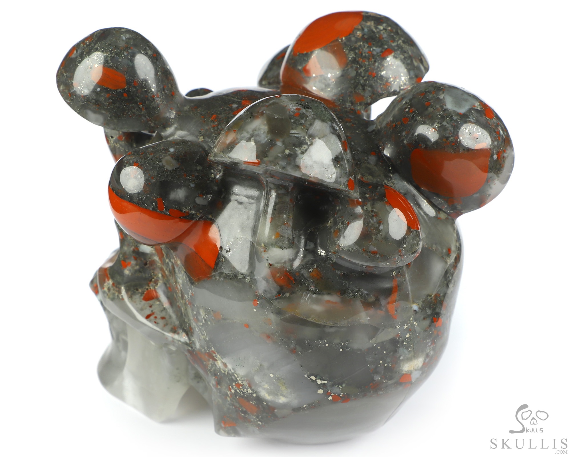 5.2" African Bloodstone Hand Carved Mushroom Crystal Skull Sculpture, Crystal Healing 5.2" African Bloodstone Hand Carved Mushroom Crystal Skull Sculpture, Crystal Healing