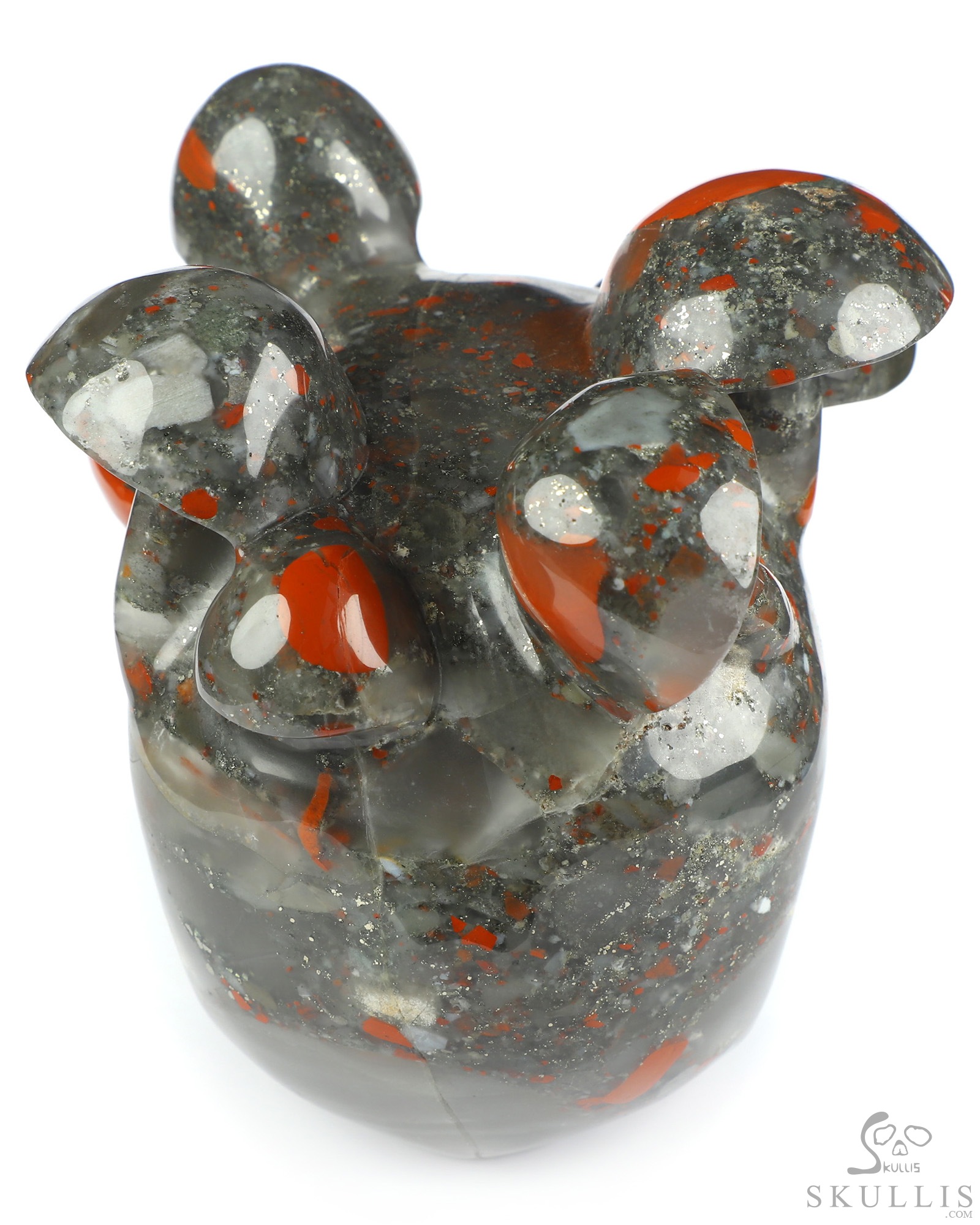 5.2" African Bloodstone Hand Carved Mushroom Crystal Skull Sculpture, Crystal Healing 5.2" African Bloodstone Hand Carved Mushroom Crystal Skull Sculpture, Crystal Healing