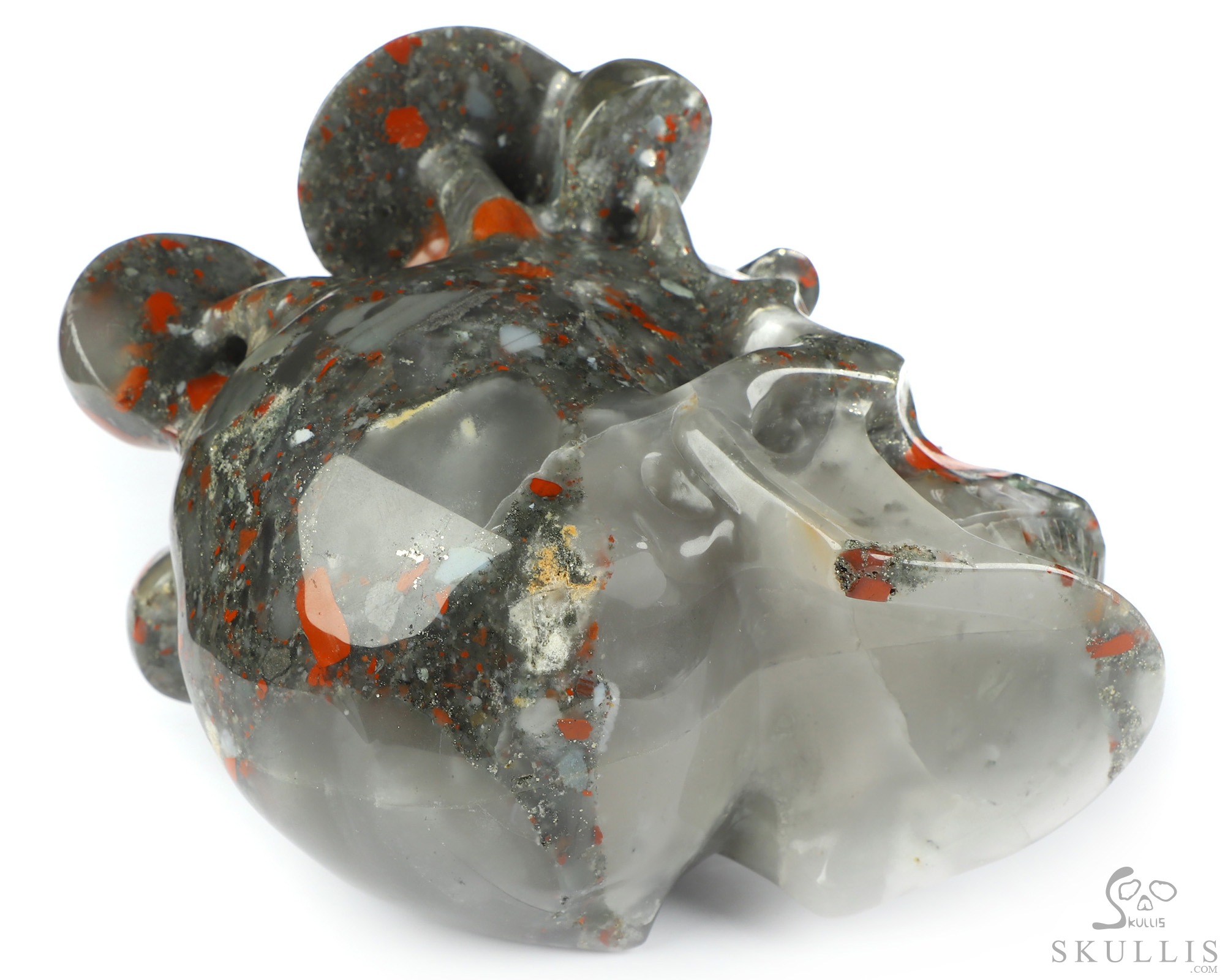 5.2" African Bloodstone Hand Carved Mushroom Crystal Skull Sculpture, Crystal Healing 5.2" African Bloodstone Hand Carved Mushroom Crystal Skull Sculpture, Crystal Healing