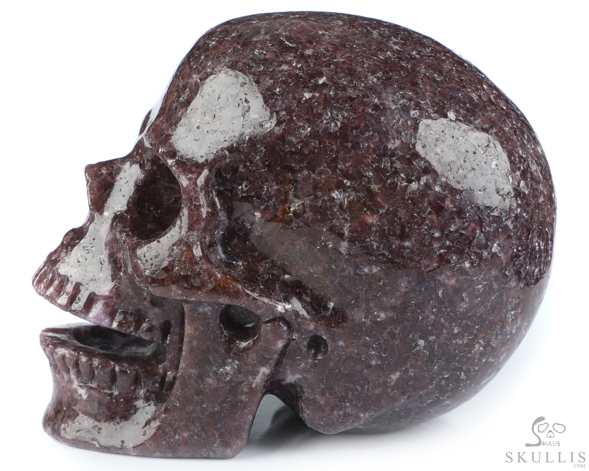 5.2" Lepidolite Hand Carved Singing Crystal Skull Sculpture, Crystal Healing 5.2" Lepidolite Hand Carved Singing Crystal Skull Sculpture, Crystal Healing