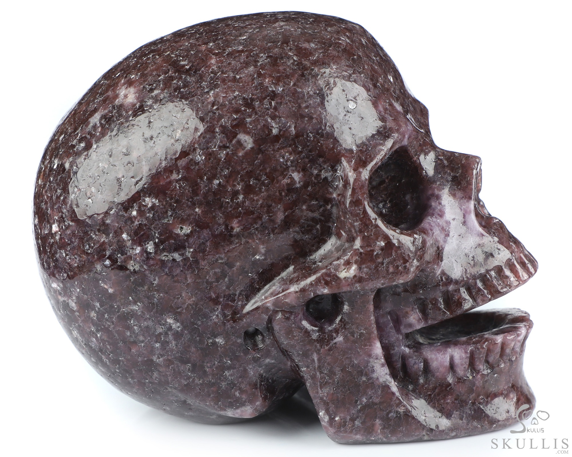 5.2" Lepidolite Hand Carved Singing Crystal Skull Sculpture, Crystal Healing 5.2" Lepidolite Hand Carved Singing Crystal Skull Sculpture, Crystal Healing