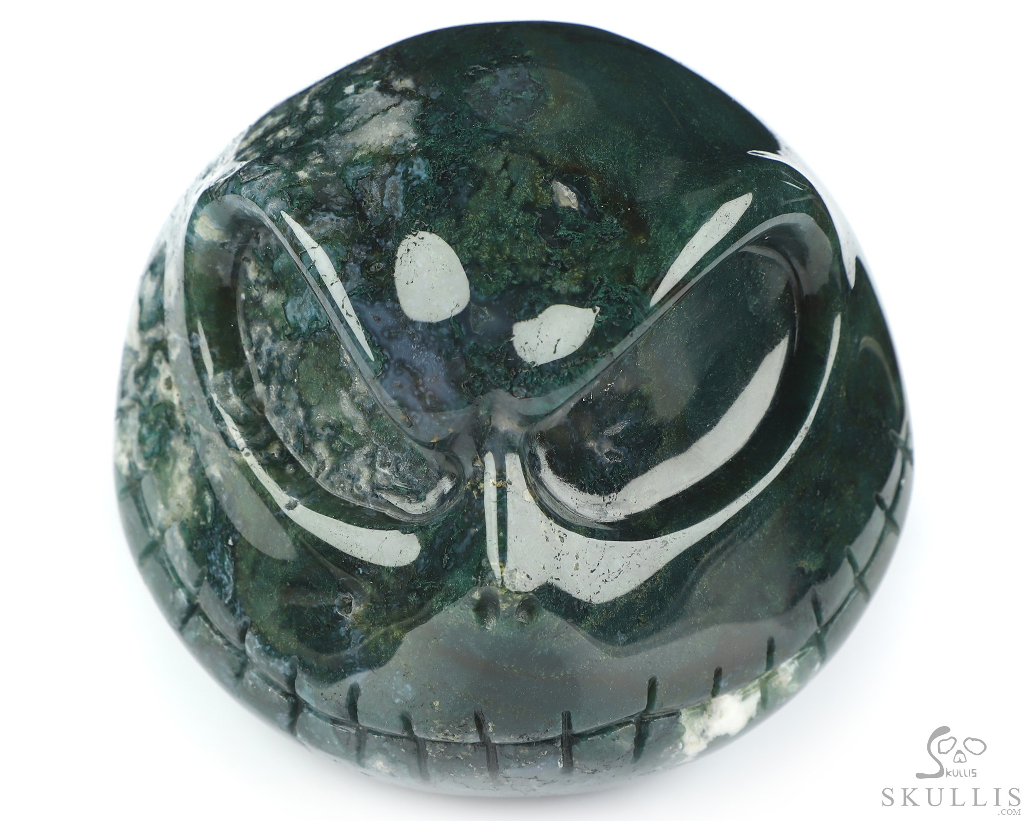 3.9" Green Moss Agate Hand Carved Jack Crystal Skull Sculpture, Crystal Healing 3.9" Green Moss Agate Hand Carved Jack Crystal Skull Sculpture, Crystal Healing