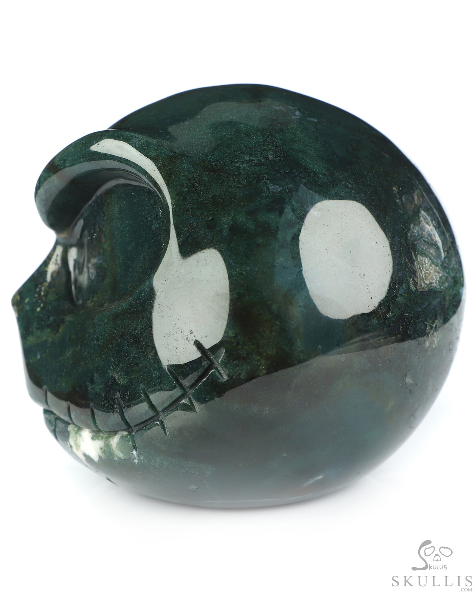 3.9" Green Moss Agate Hand Carved Jack Crystal Skull Sculpture, Crystal Healing 3.9" Green Moss Agate Hand Carved Jack Crystal Skull Sculpture, Crystal Healing