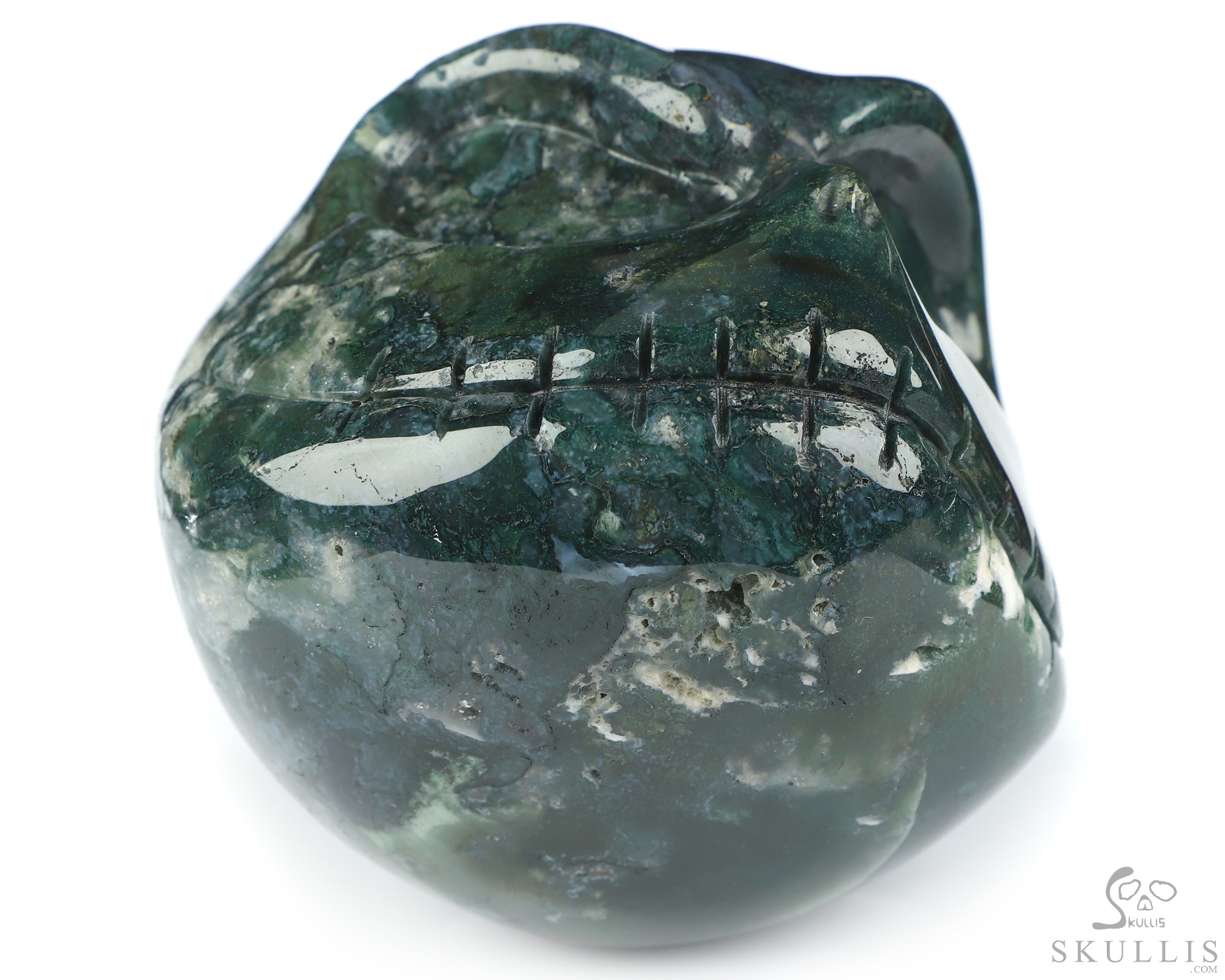 3.9" Green Moss Agate Hand Carved Jack Crystal Skull Sculpture, Crystal Healing 3.9" Green Moss Agate Hand Carved Jack Crystal Skull Sculpture, Crystal Healing