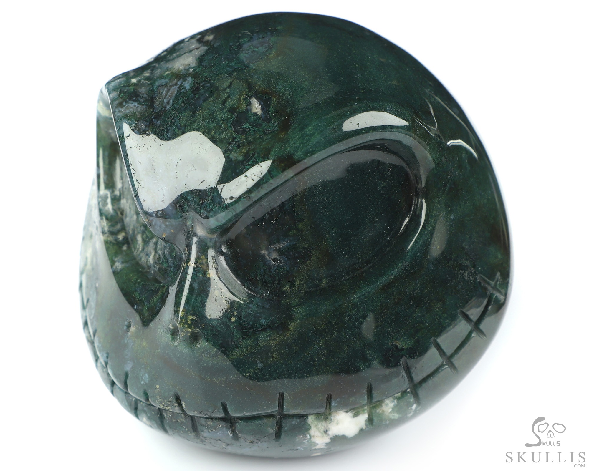3.9" Green Moss Agate Hand Carved Jack Crystal Skull Sculpture, Crystal Healing 3.9" Green Moss Agate Hand Carved Jack Crystal Skull Sculpture, Crystal Healing