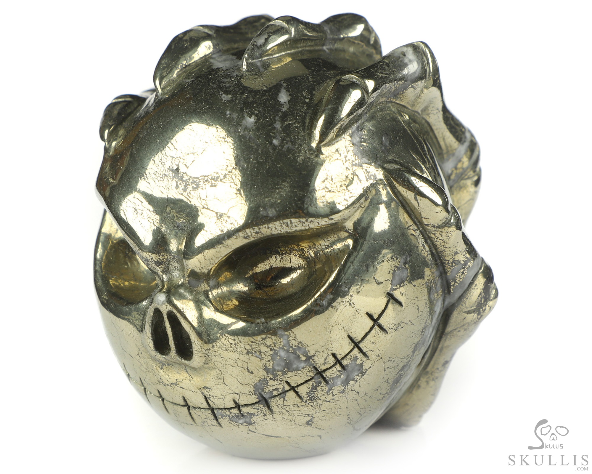 3.0" Pyrite Hand Carved Jack Crystal Skull Sculpture, Crystal Healing 3.0" Pyrite Hand Carved Jack Crystal Skull Sculpture, Crystal Healing
