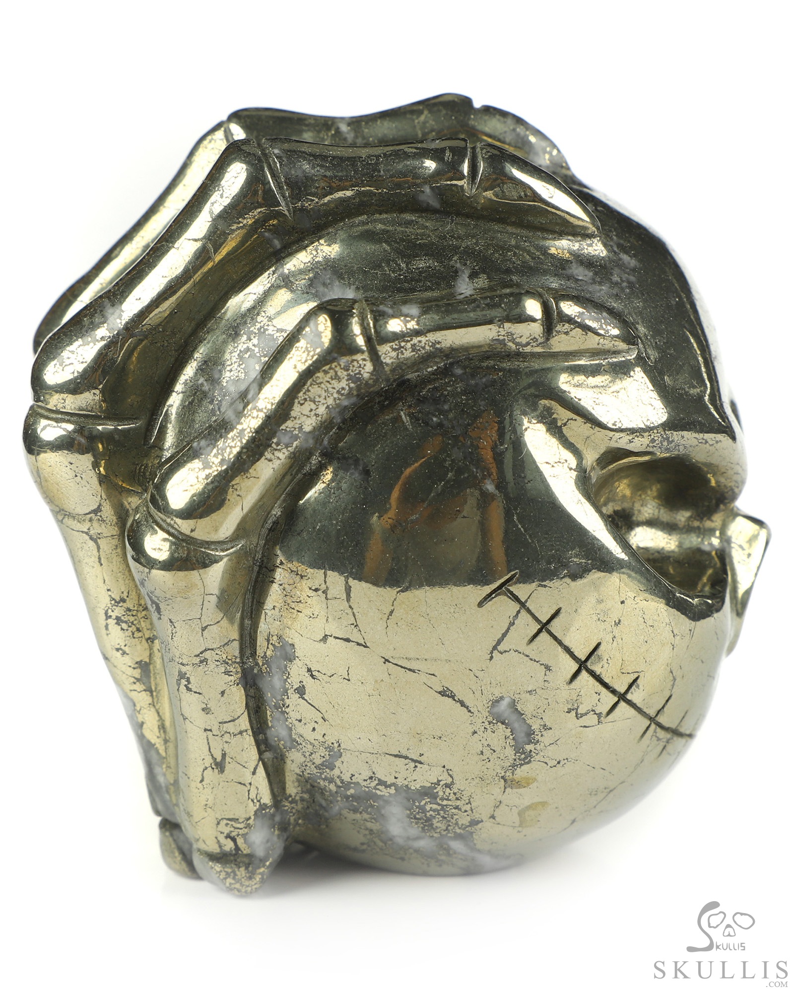 3.0" Pyrite Hand Carved Jack Crystal Skull Sculpture, Crystal Healing 3.0" Pyrite Hand Carved Jack Crystal Skull Sculpture, Crystal Healing