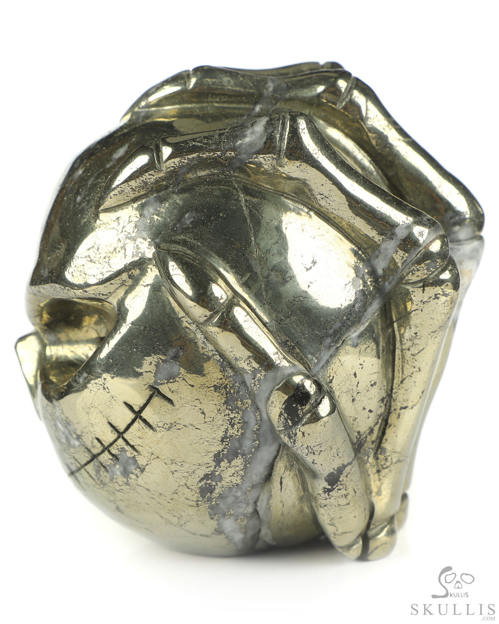 3.0" Pyrite Hand Carved Jack Crystal Skull Sculpture, Crystal Healing 3.0" Pyrite Hand Carved Jack Crystal Skull Sculpture, Crystal Healing