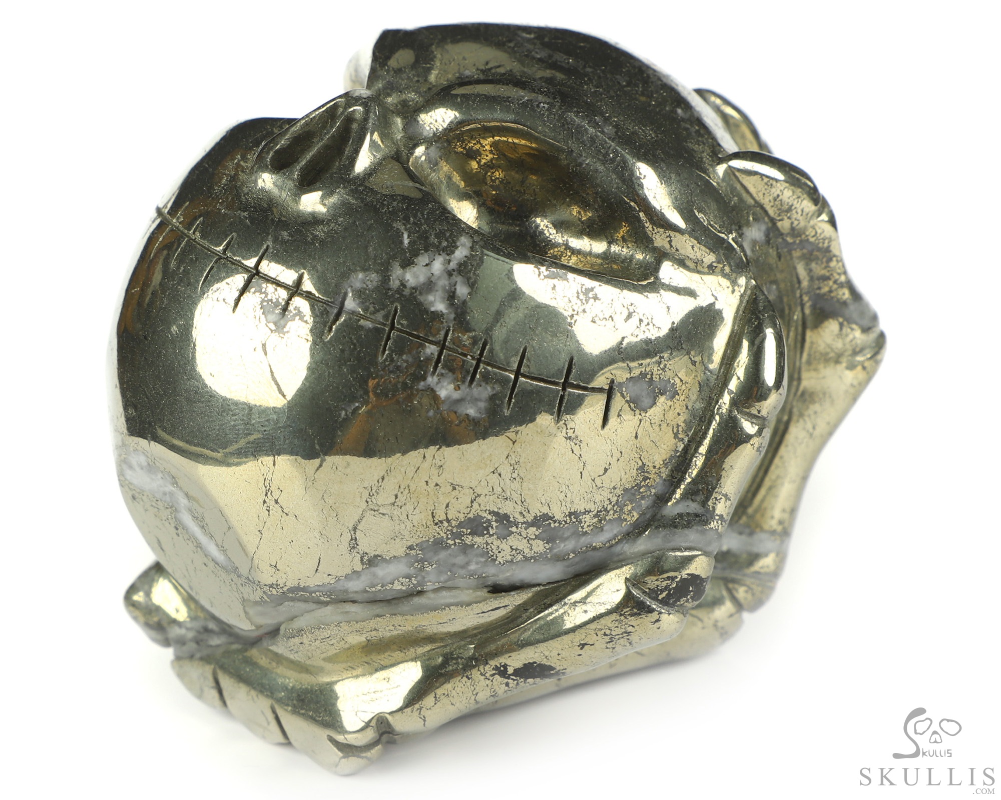 3.0" Pyrite Hand Carved Jack Crystal Skull Sculpture, Crystal Healing 3.0" Pyrite Hand Carved Jack Crystal Skull Sculpture, Crystal Healing