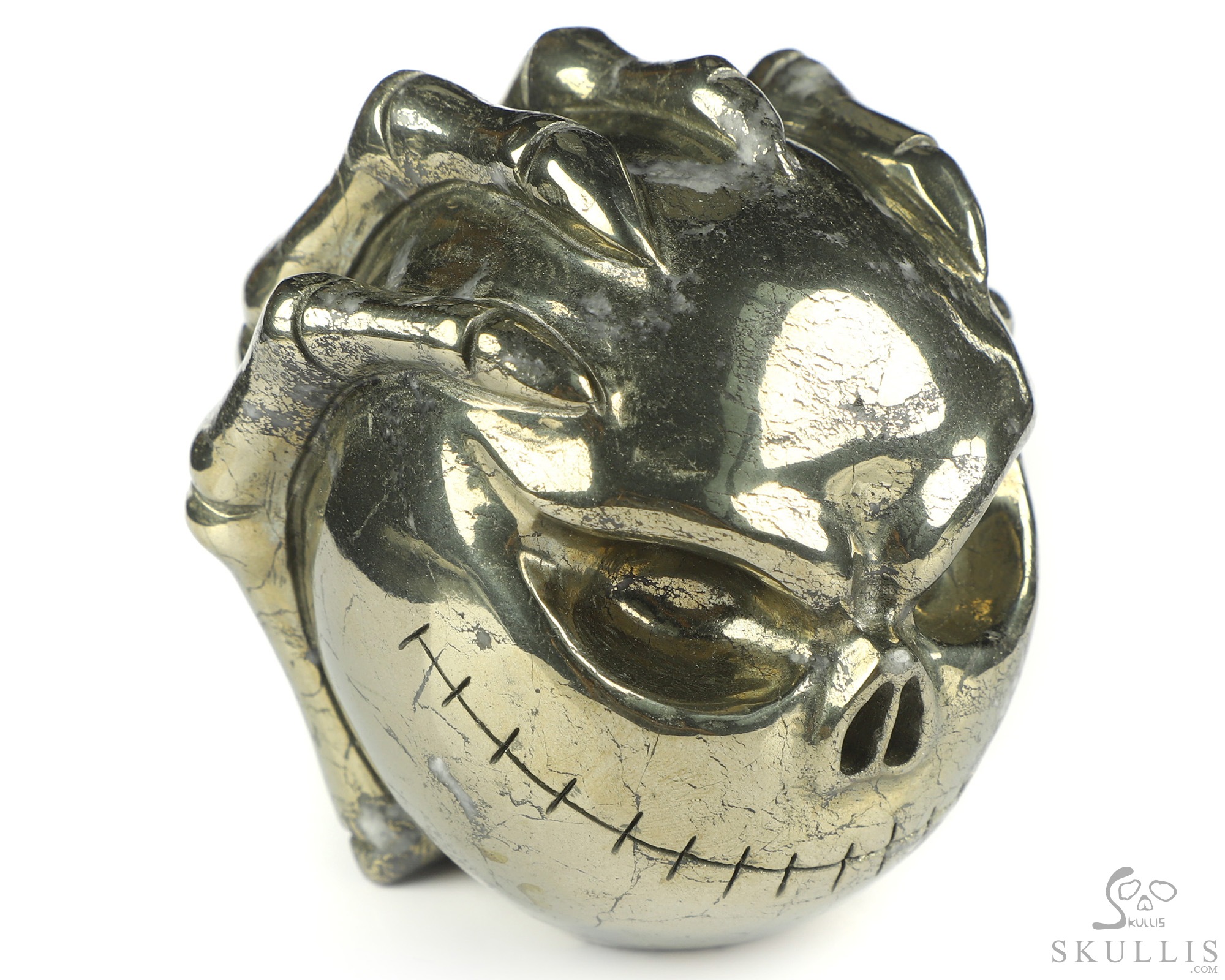 3.0" Pyrite Hand Carved Jack Crystal Skull Sculpture, Crystal Healing 3.0" Pyrite Hand Carved Jack Crystal Skull Sculpture, Crystal Healing