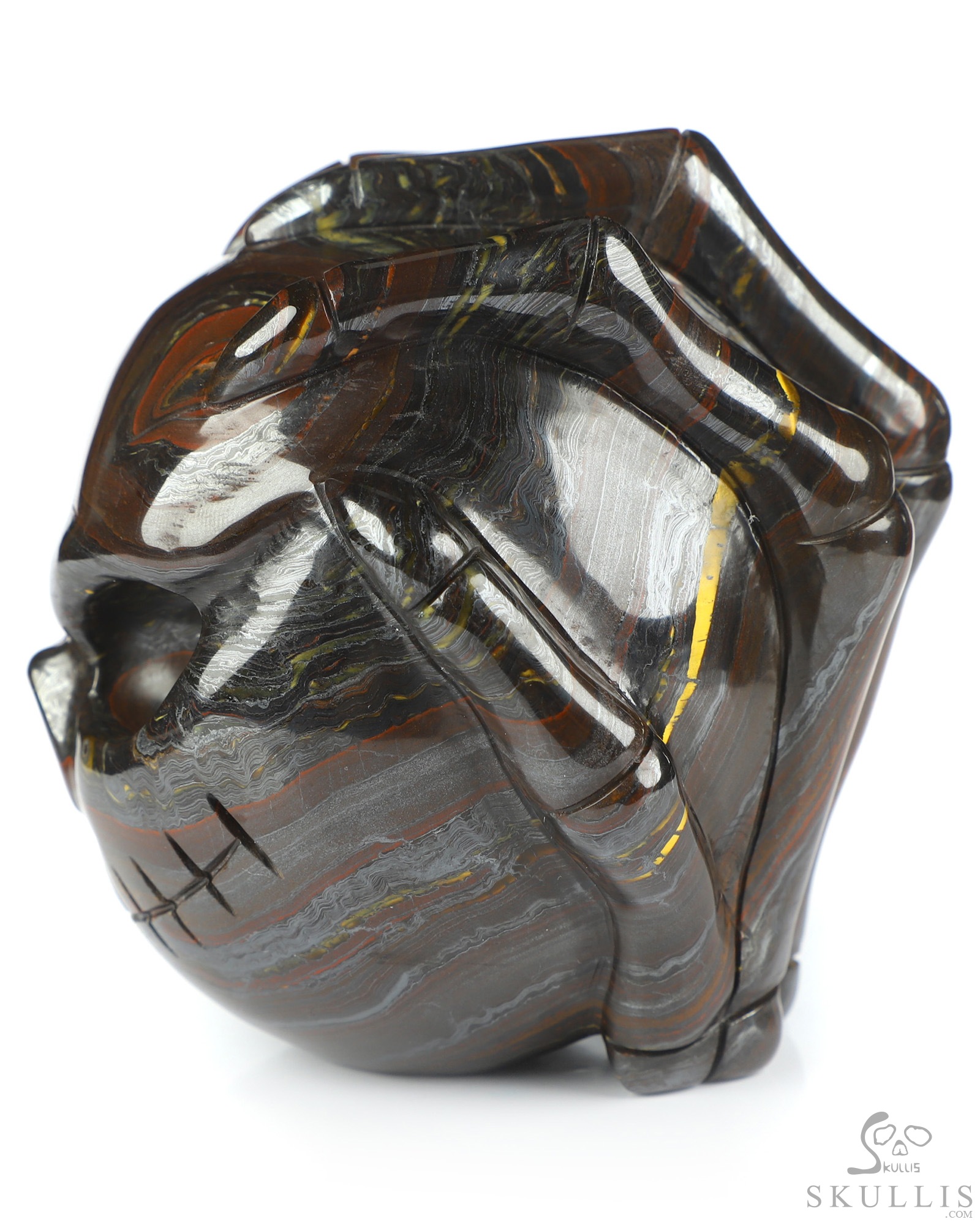 3.0" Gold Tiger Iron Eye Hand Carved Jack Crystal Skull Sculpture, Crystal Healing 3.0" Gold Tiger Iron Eye Hand Carved Jack Crystal Skull Sculpture, Crystal Healing