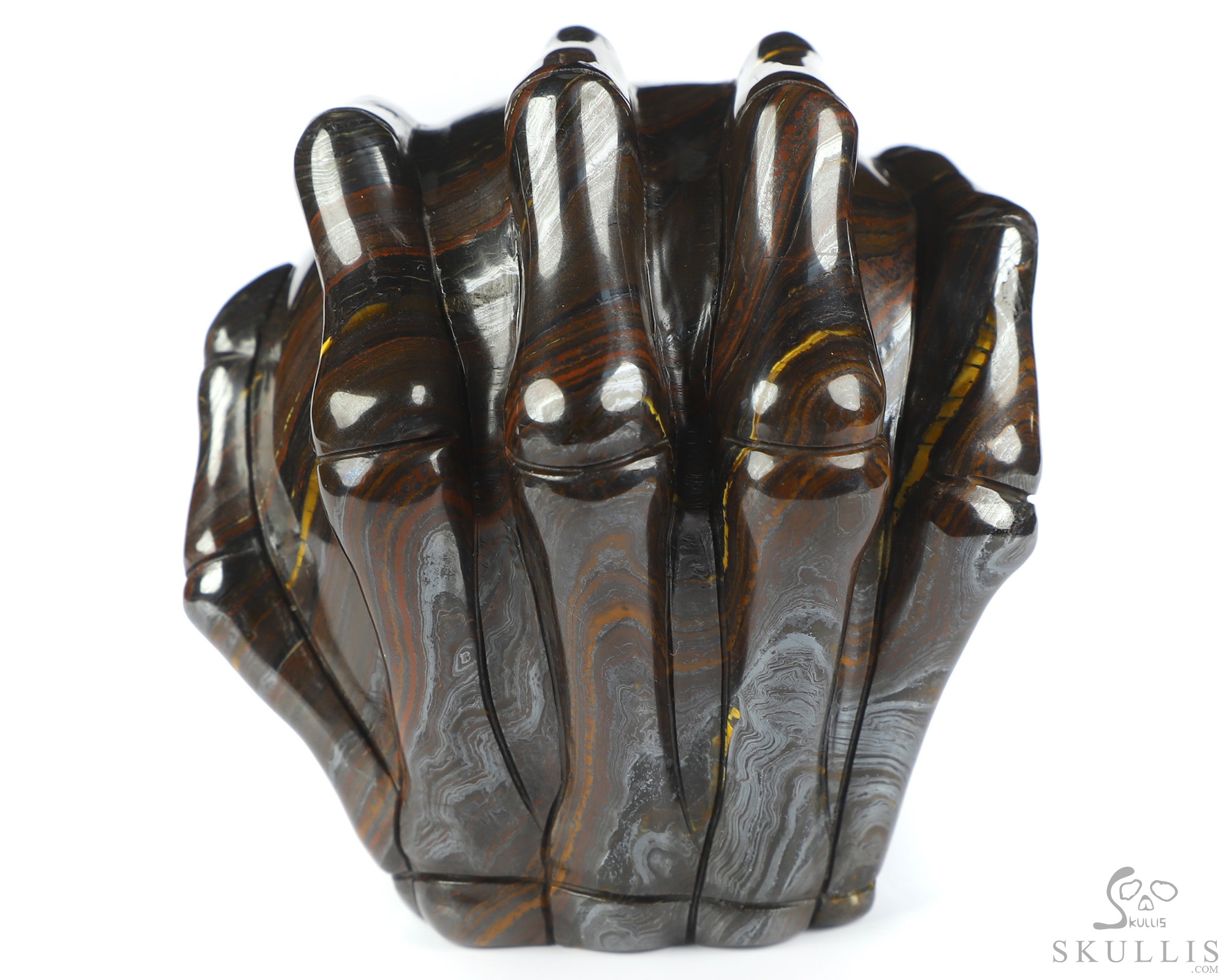 3.0" Gold Tiger Iron Eye Hand Carved Jack Crystal Skull Sculpture, Crystal Healing 3.0" Gold Tiger Iron Eye Hand Carved Jack Crystal Skull Sculpture, Crystal Healing